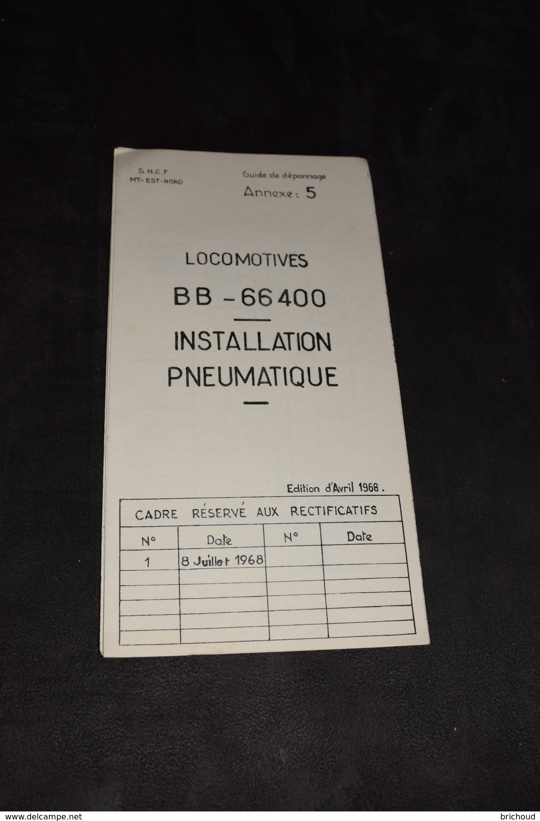 Guide De Dépannage 5 Locomotive BB 66400 Installation Pneumatique 1968 Sncf Train - Machines