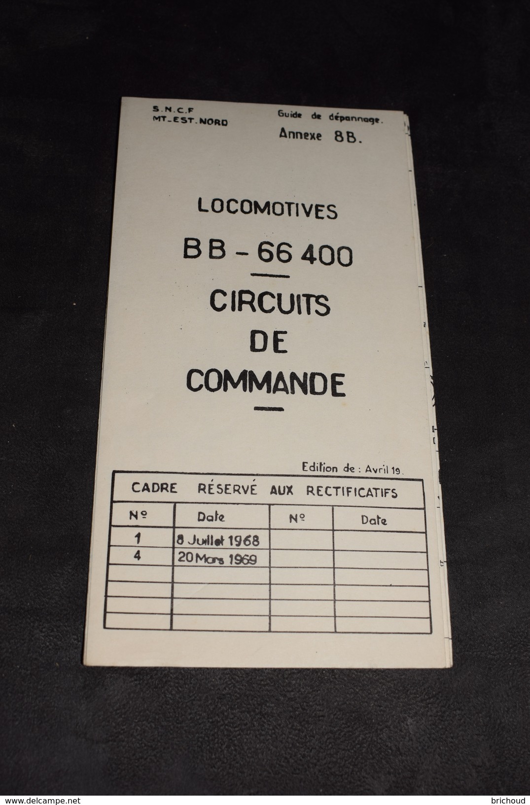 Guide De Dépannage 8B Locomotive BB 66400 Circuits De Commande 1968 Sncf Train - Machines