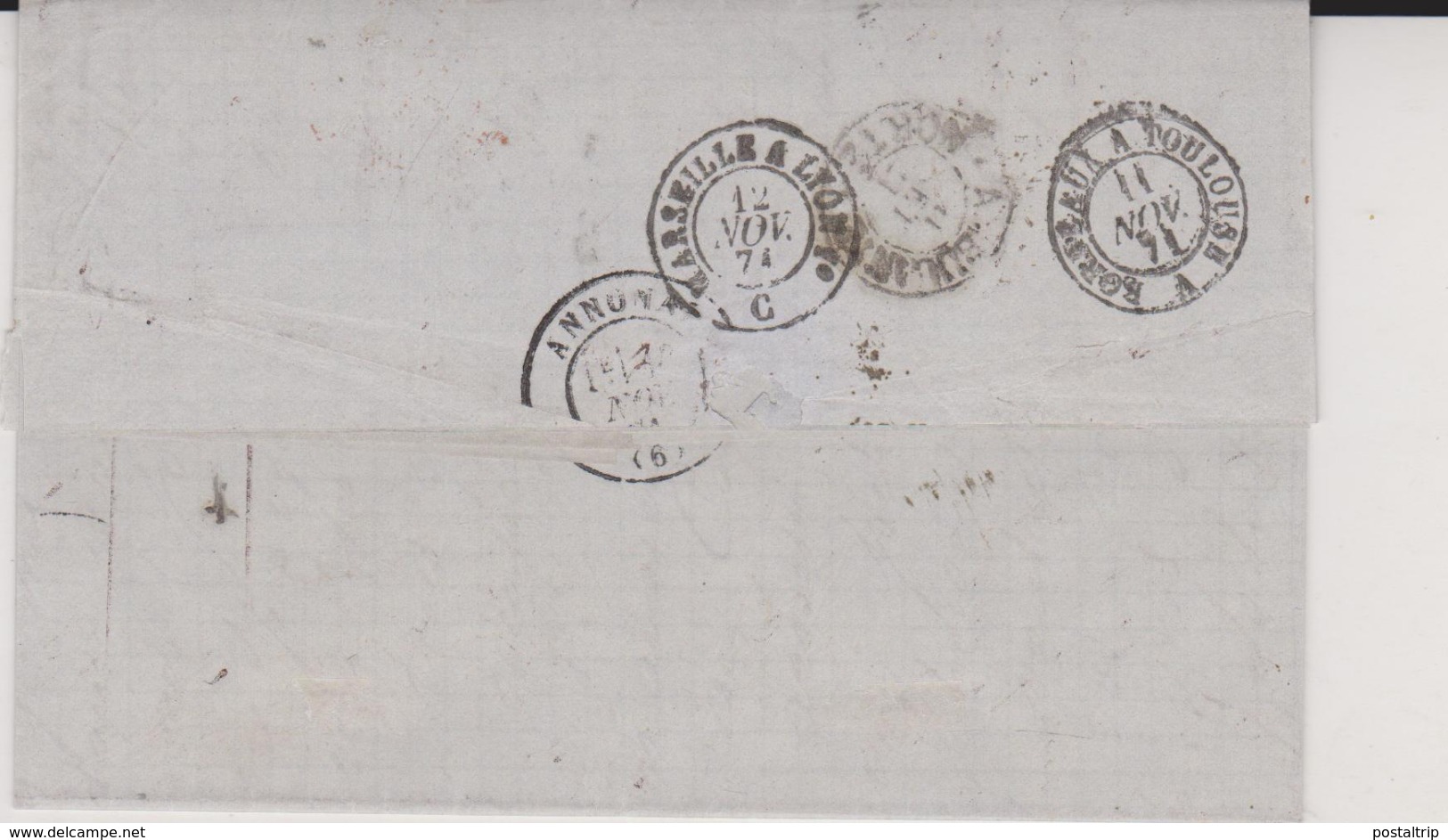 1871 HARO LOGRONO  A ANNONAY ARDECHE FRANCE SELLO AMBULANTE NORTE - Lettres & Documents