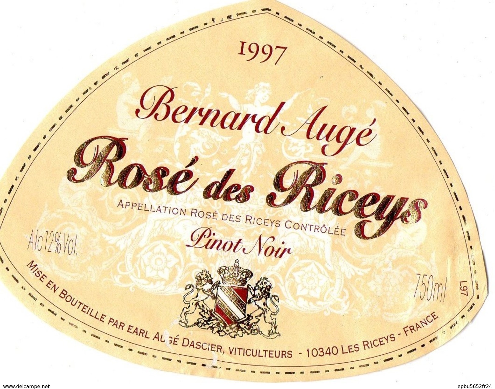 Etiquette  Rosé Des RICEYS  1997  Pinot Noir  Bernard AUGE  Viticulteur à Riceys 10 - Autres & Non Classés