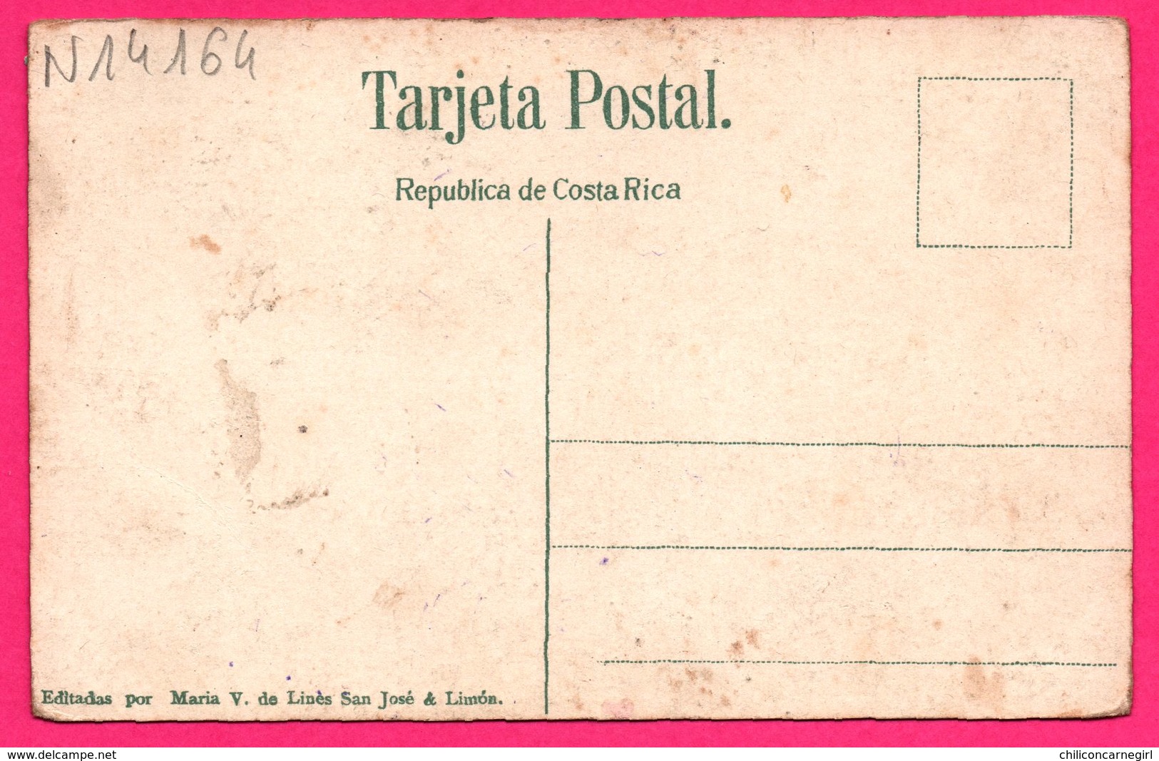 Costa Rica - Una Calla - Street In San José - Animée - Cachet Costa Rica - MARIA V. DE LINES & LIMON - 1914 - Colorisée - Costa Rica