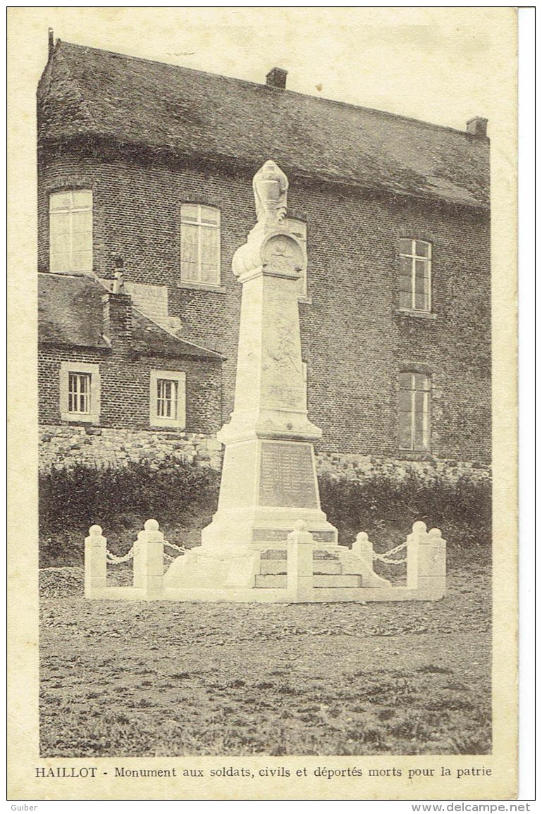 Haillot (ohey) Monument Et Ecole Des Filles Photo E. Roumont - Ohey