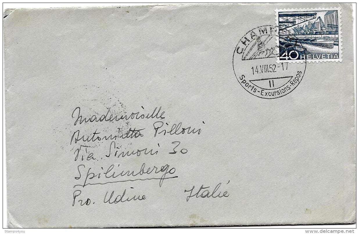 31022 - Enveloppe Envoyée En Italie - Cachet Illustré De Champéry / Valais 1952 - Poststempel