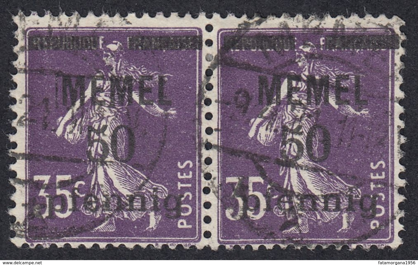 FRANCE Francia Frankreich (colonie) - 1920/1921 - Memel - Yvert 23, Due Francobolli Uniti, Obliterati - Gebraucht