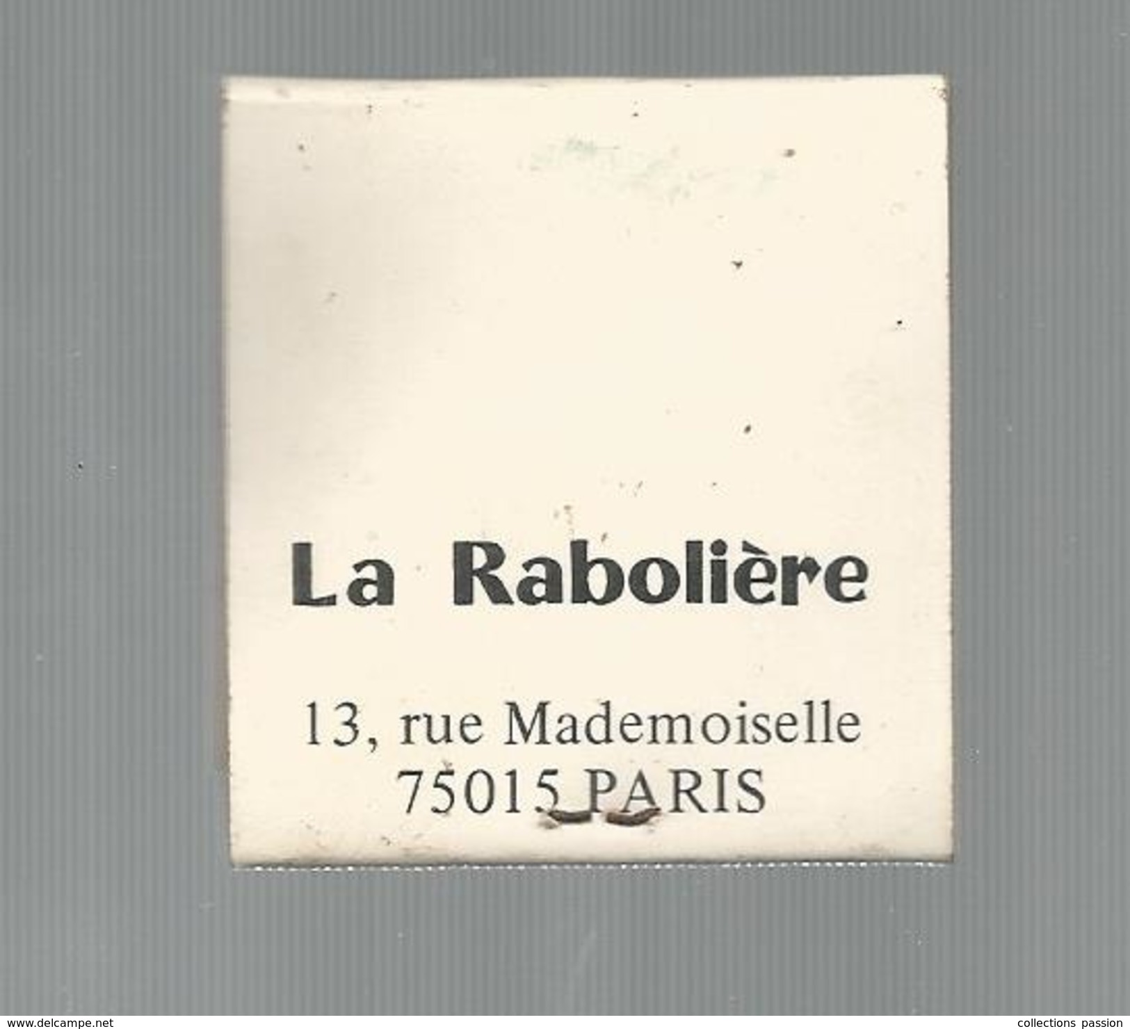 G-I-E , Tabac , Boites , Pochette D'ALLUMETTES , Publicité , 2 Scans , Restaurant La RABOLIERE , PARIS - Luciferdozen