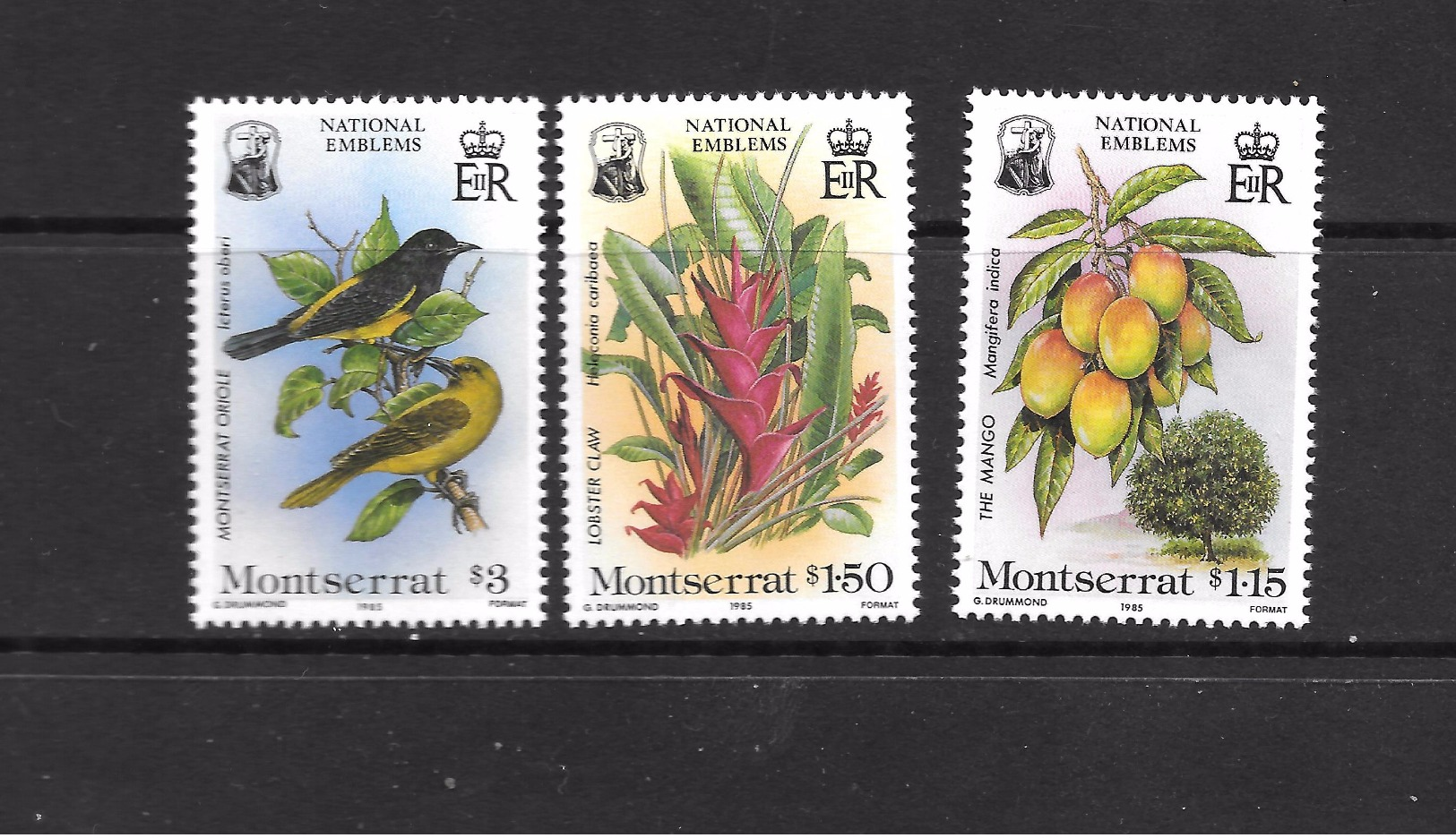 Montserrat Mi. Nr.565-567  MNH Birds / Flowers / Fruit - Montserrat