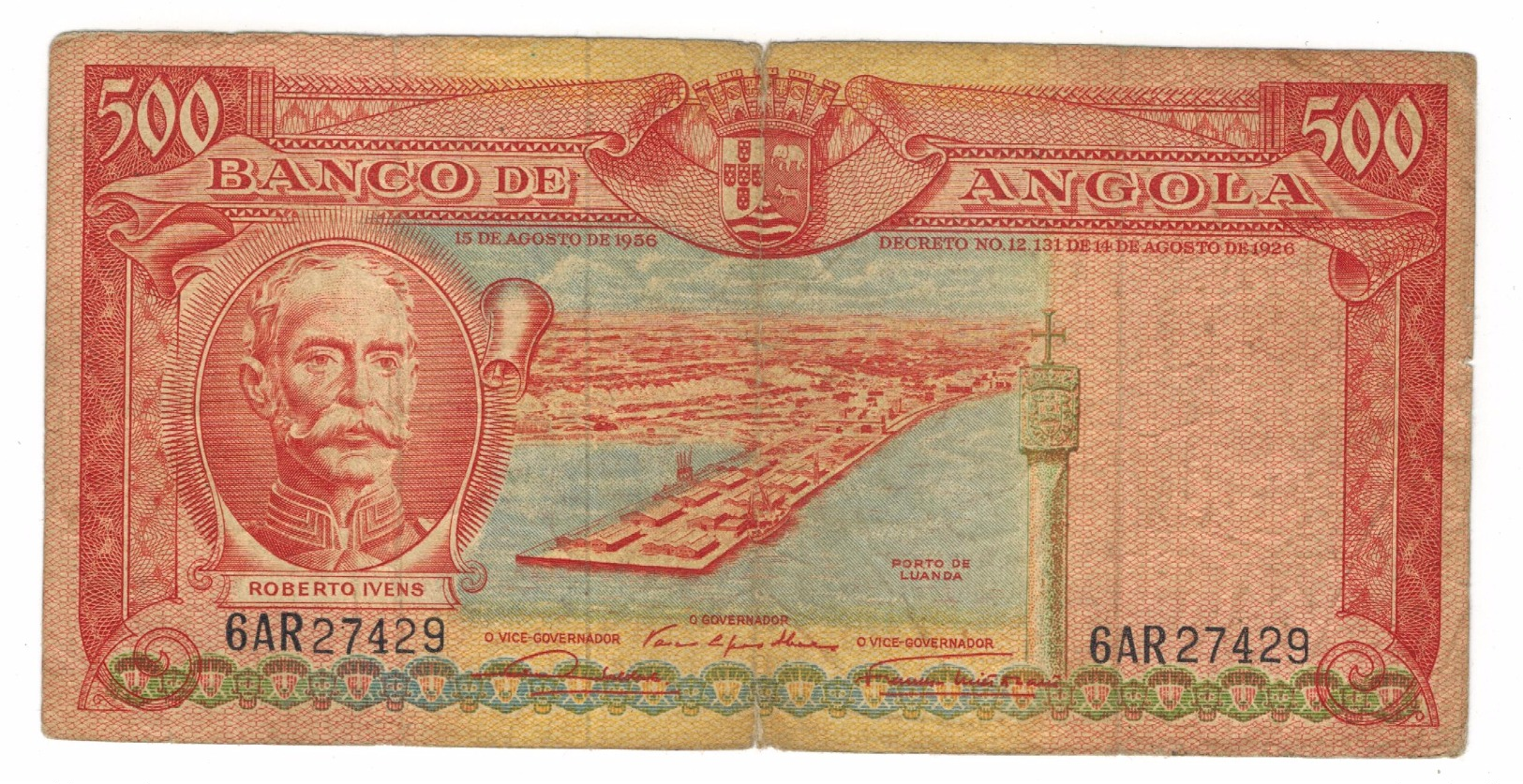 Angola, 500 Esc. 1956. G/VG. - Angola