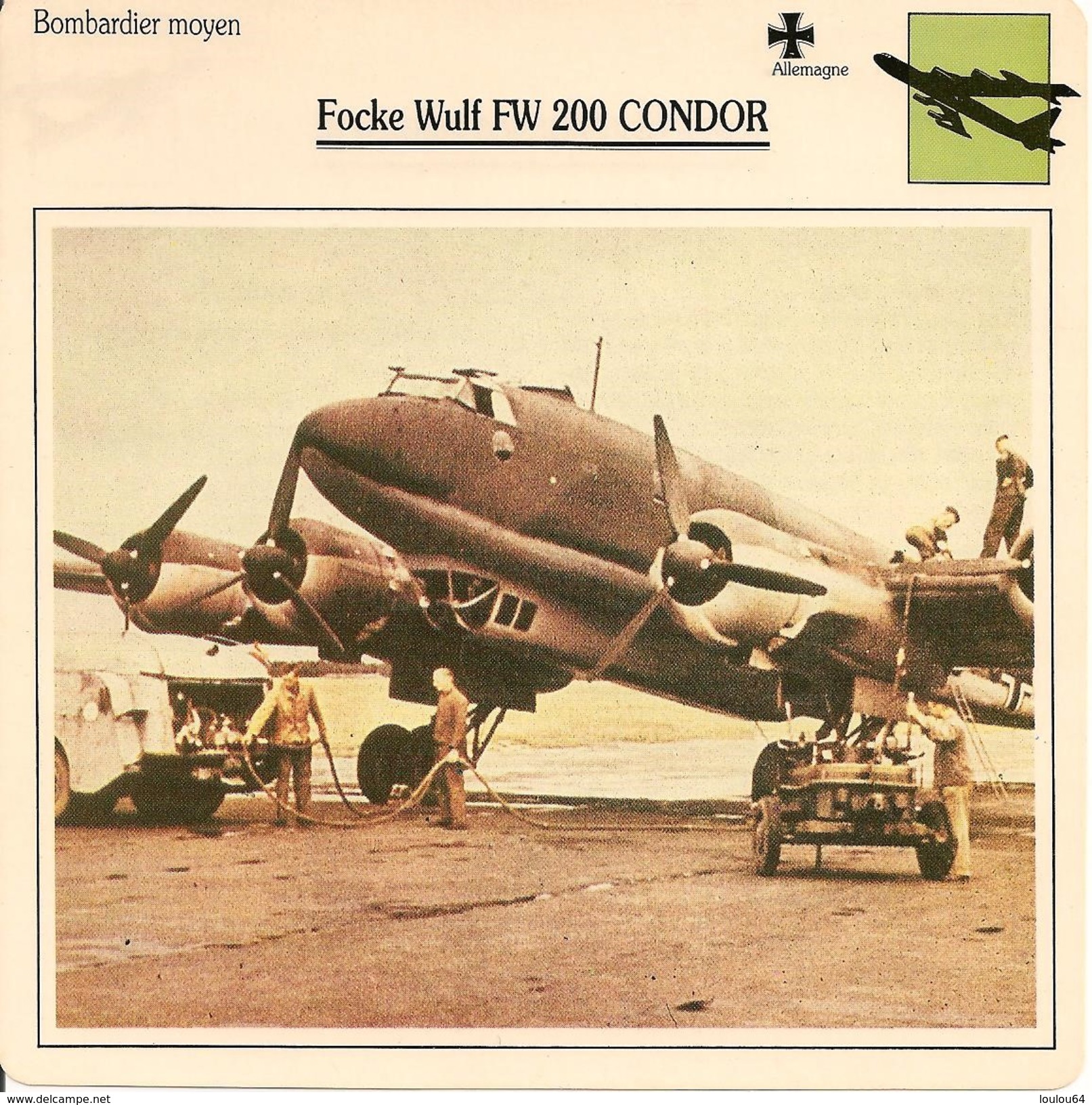 Fiches Illustrées - Caractéristiques Avions - Bombardier Moyen - Focke Wulf FW 200 CONDOR - Allemagne - (02) - - Aviation