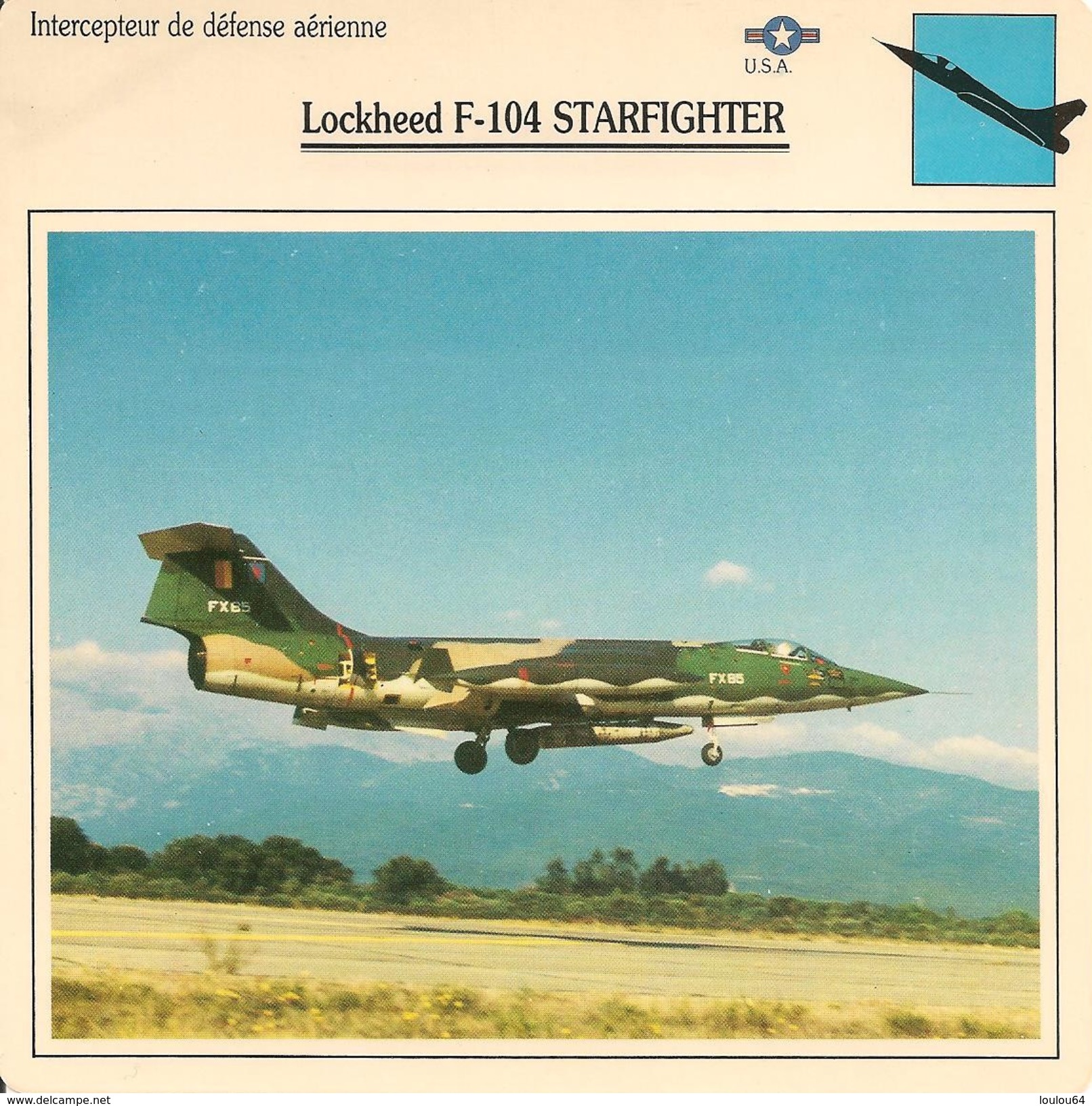 Fiches Illustrées - Caractéristiques Avions - Intercepteur De Défense - LOCKHEED F-104 STARFIGHTER - U.S.A. - (10) - - Aviation