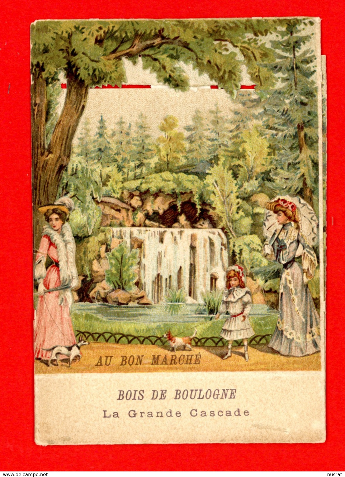 Au Bon Marché, Carte à Système Lith. Lithographie Parisienne LPA-20 Victorian System Card, Paris, Bois De Boulogne - Au Bon Marché