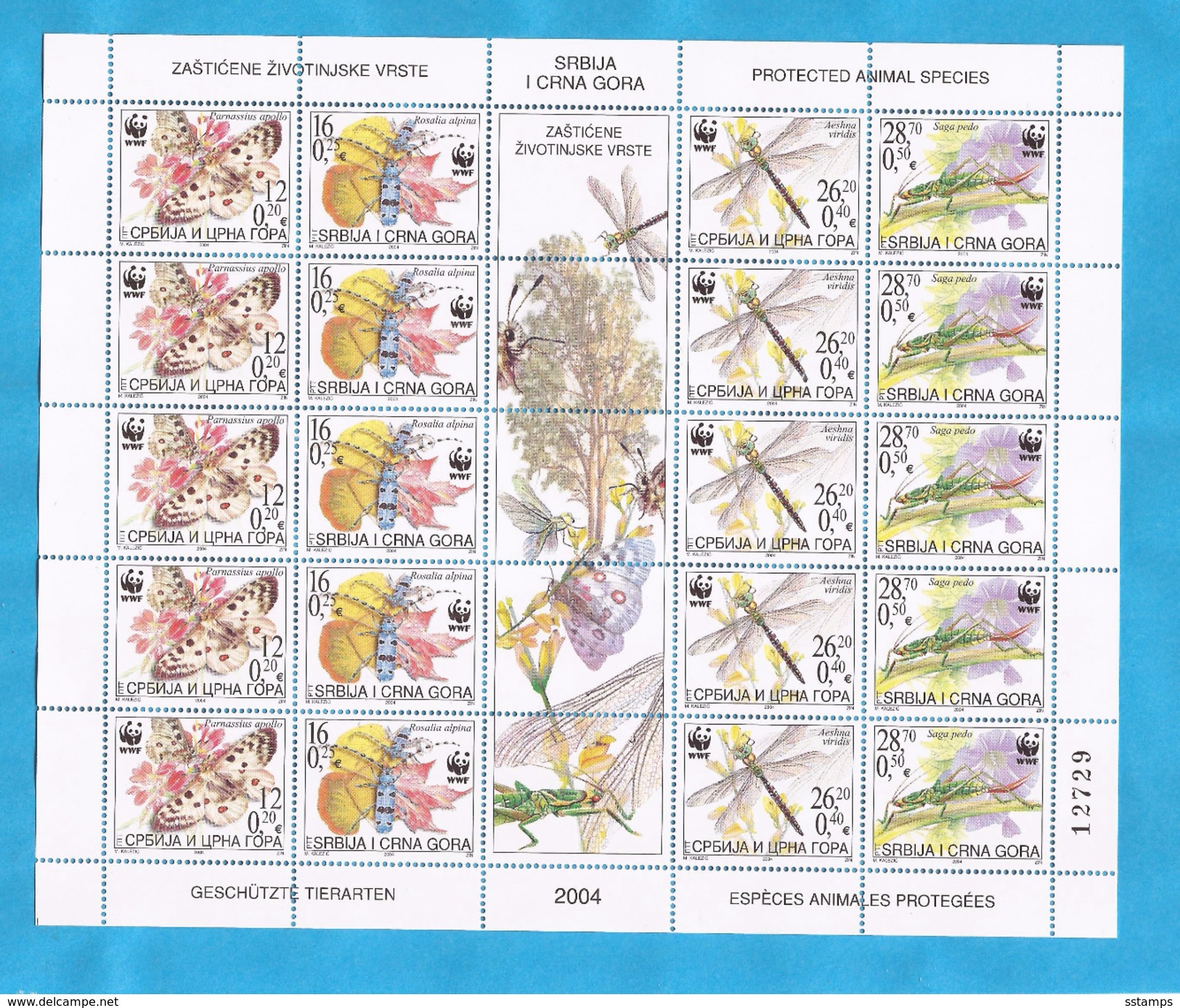 2004  3173-76  INSEKTEN   SERBIA SRBIJA CRNA GORA MONTENEGRO JUGOSLAVIJA FAUNA FLORA  WWF  MNH - Unused Stamps