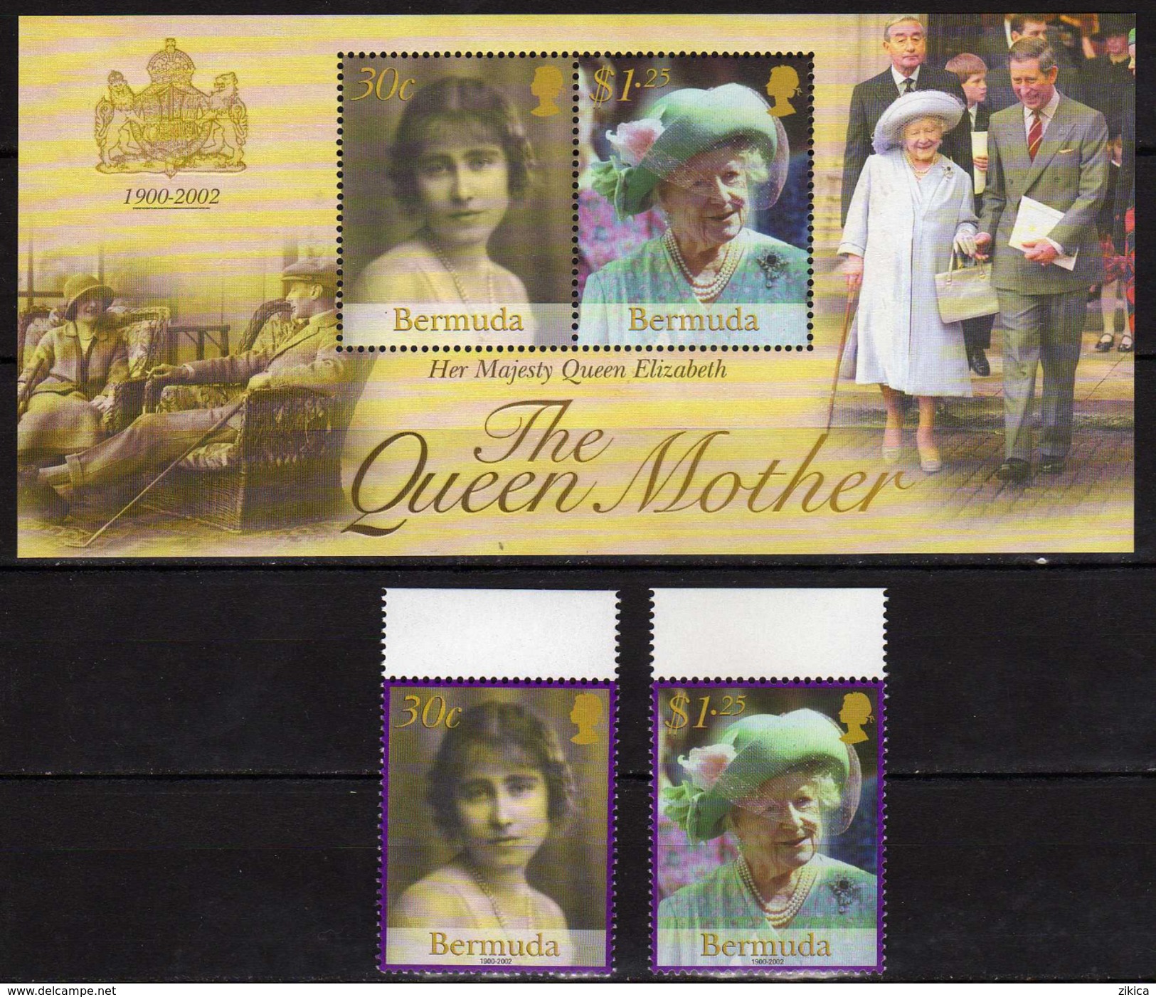 Bermuda 2002 Queen Elizabeth The Queen Mother Commemoration.stamps And Bl.stamps.MNH - Bermudes