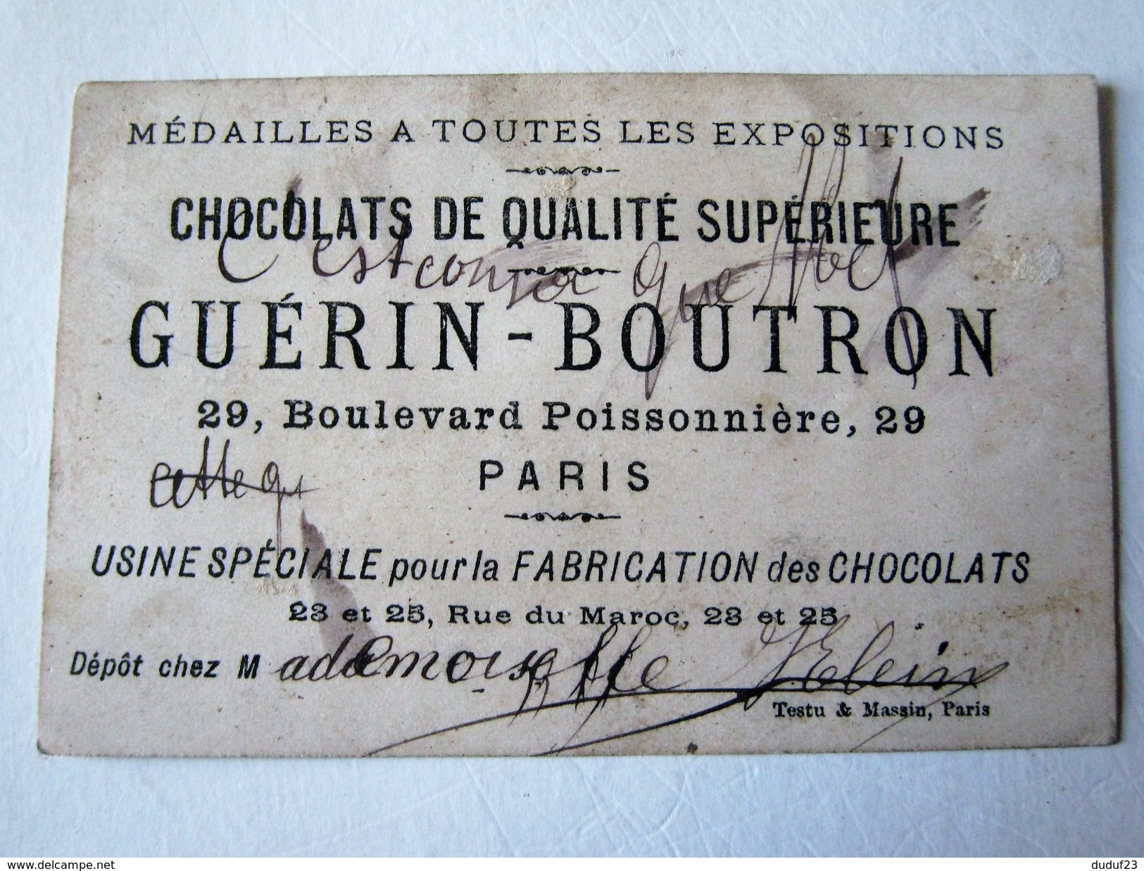 CHROMO  CHOCOLAT GUERIN BOUTRON QUEL RHUME ! ENFANTS BARQUE LAC TESTU MASSIN - Guerin Boutron