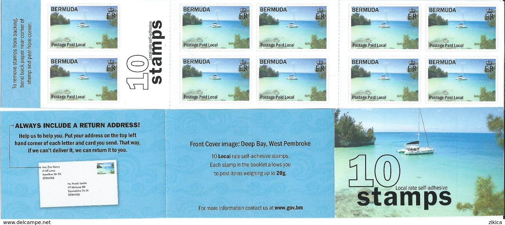 Bermuda 2008 Bays And Inlets - Self Adhesive.boats,sailing Booklet Carnet DEEP BAY WEST PEMBROKE.MNH - Bermudas