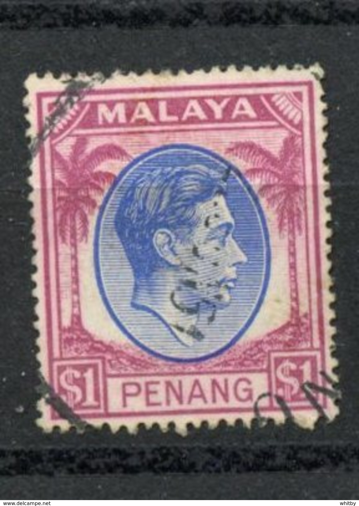 Malaya Penang  1949 $1.00 King George Issue #20  Used - Penang