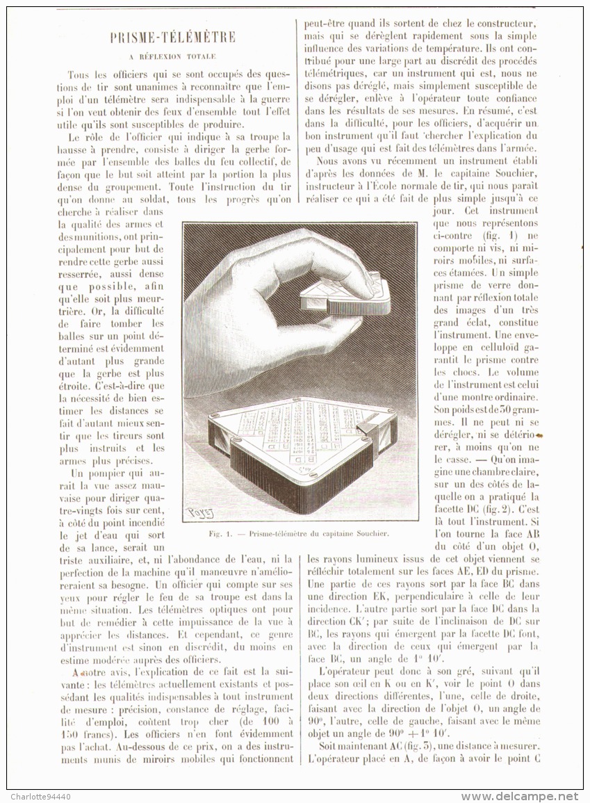 PRISME-TELEMETRE à Reflexion Totale   1890 - Other & Unclassified