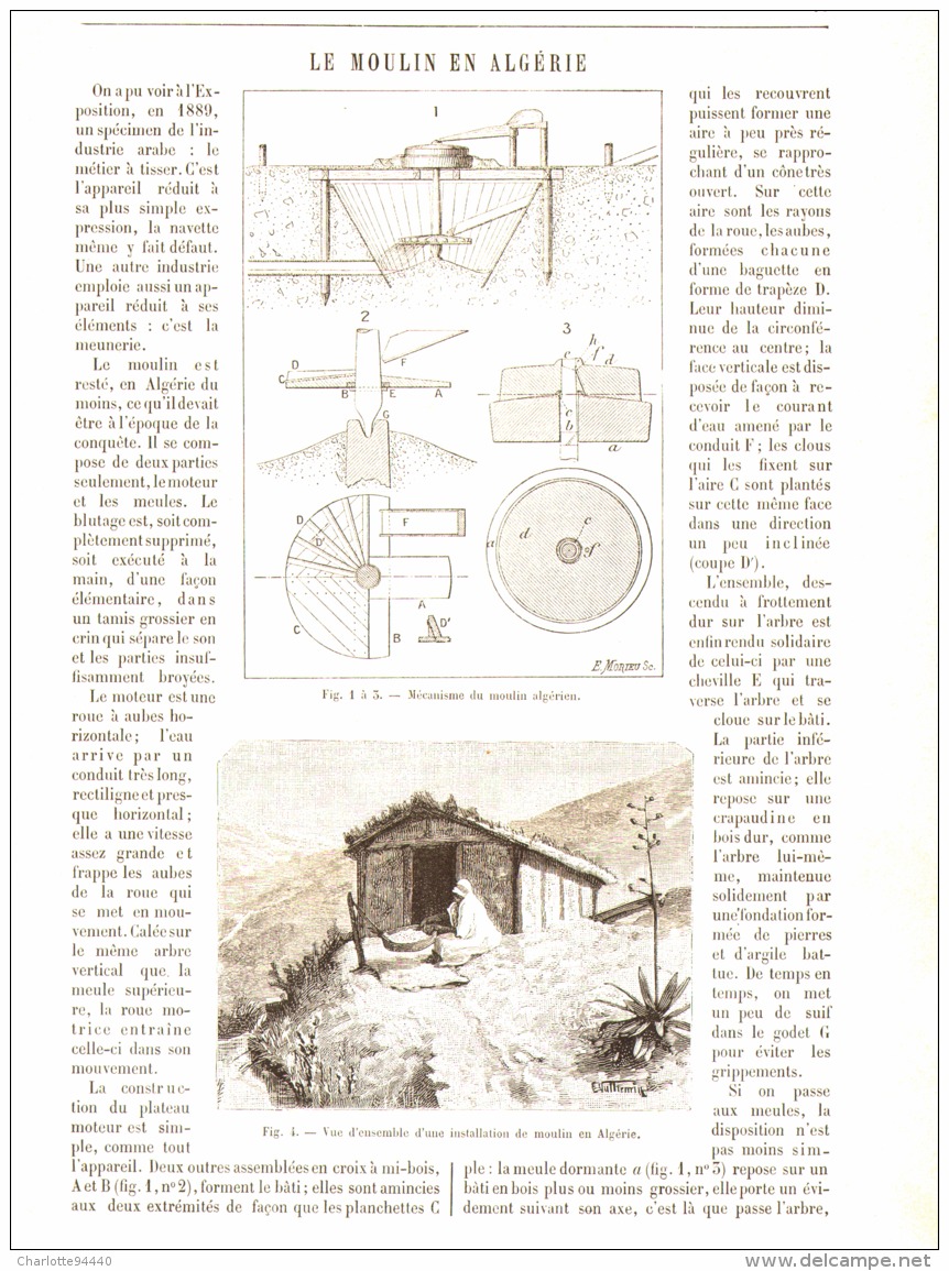 LES MOULINS EN ALGERIE    1890 - Other & Unclassified