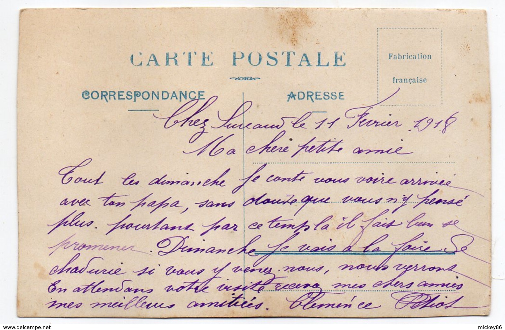 Fantaisie--carte Brodée --1918-- Fleurs " AMITIE "--écrite Près CHADURIE -16 - Brodées