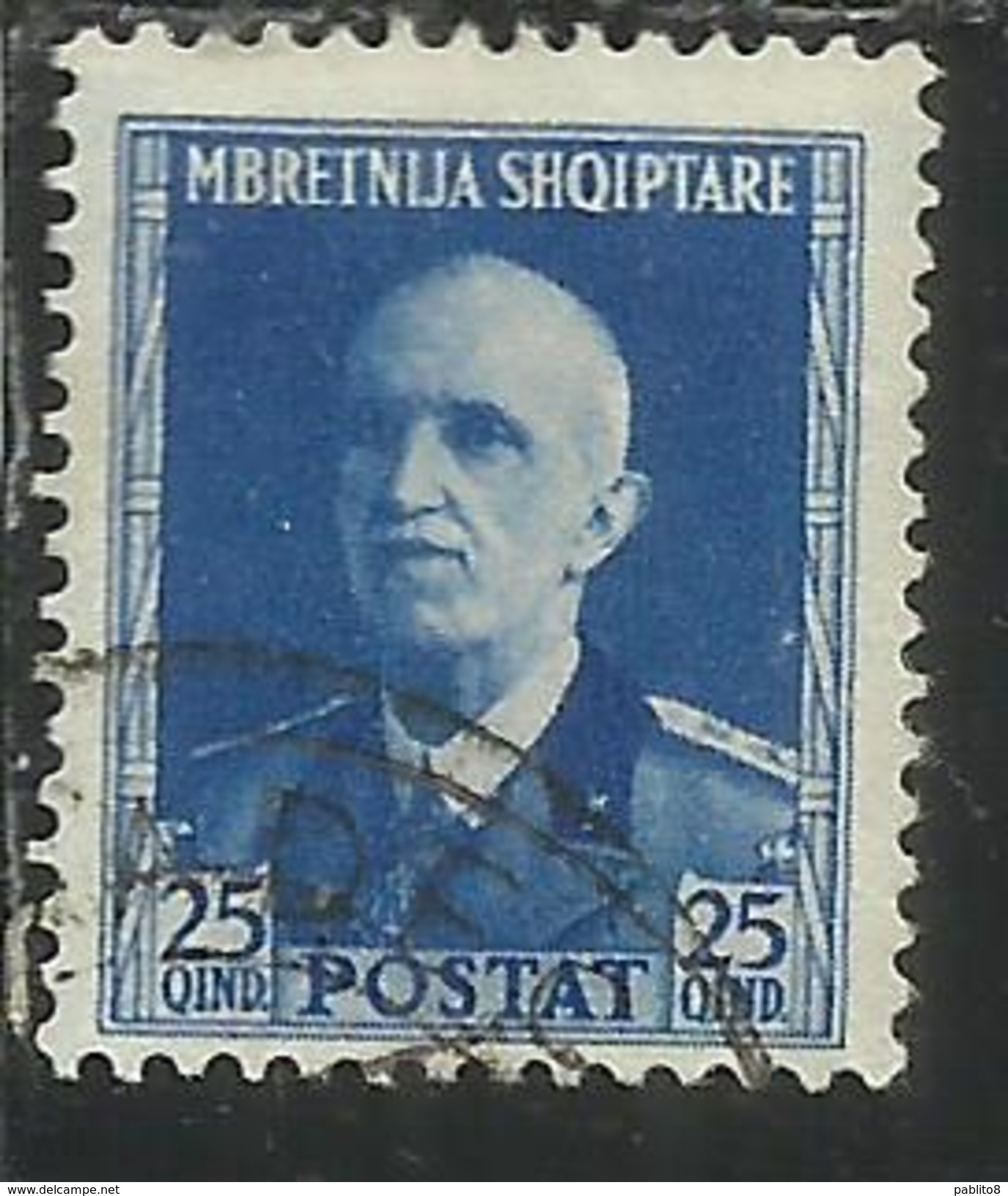 ALBANIA 1939 - 1940 POSTA ORDINARIA 25 Q USATO USED OBLITERE' - Albania