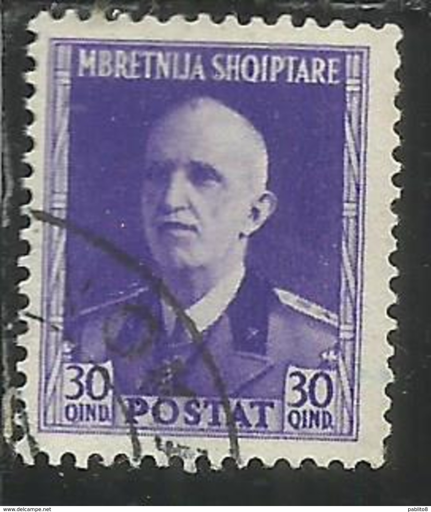 ALBANIA 1939 - 1940 POSTA ORDINARIA 30 Q USATO USED OBLITERE' - Albania