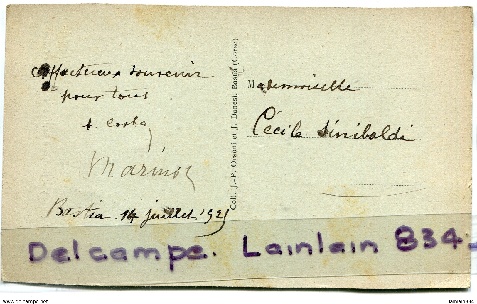 - BASTIA - Boulevard Paoli Et Hôtel Des Postes,  Cliché Peu Courant,  écrite, Pour Cécile Sinibaldi, 1925, Scans. . - Bastia