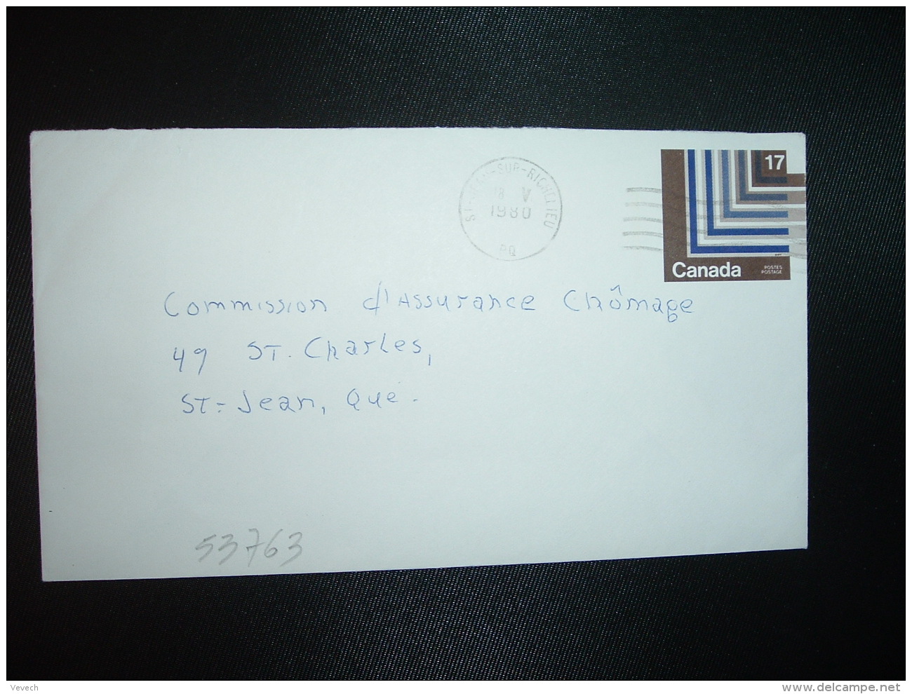 LETTRE ENTIER 17 OBL.MEC.18 V 1980 ST JEAN SUR RICHELIEU - 1953-.... Regering Van Elizabeth II