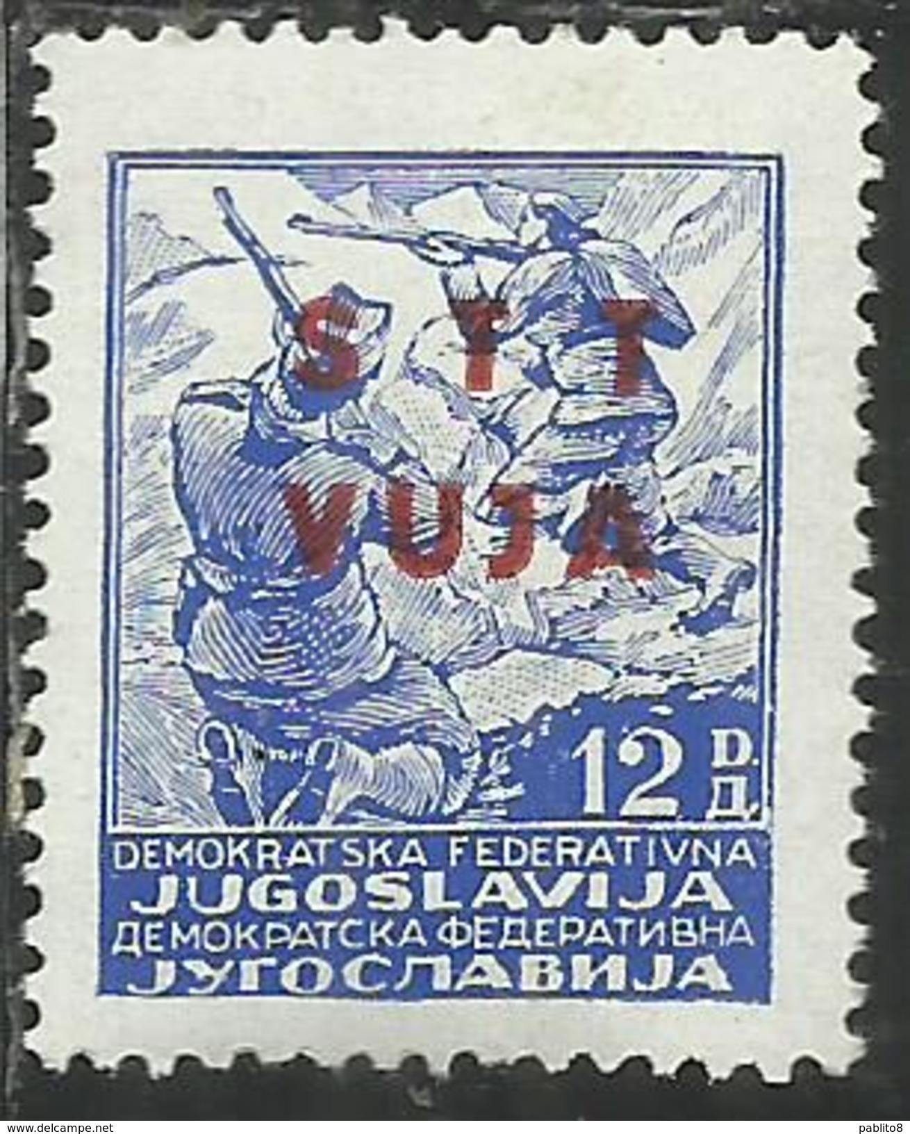 TRIESTE B 1949 FRANCOBOLLI SOPRASTAMPATI DI YUGOSLAVIA JUGOSLAVIA OVERPRINTED 12 D MNH - Neufs