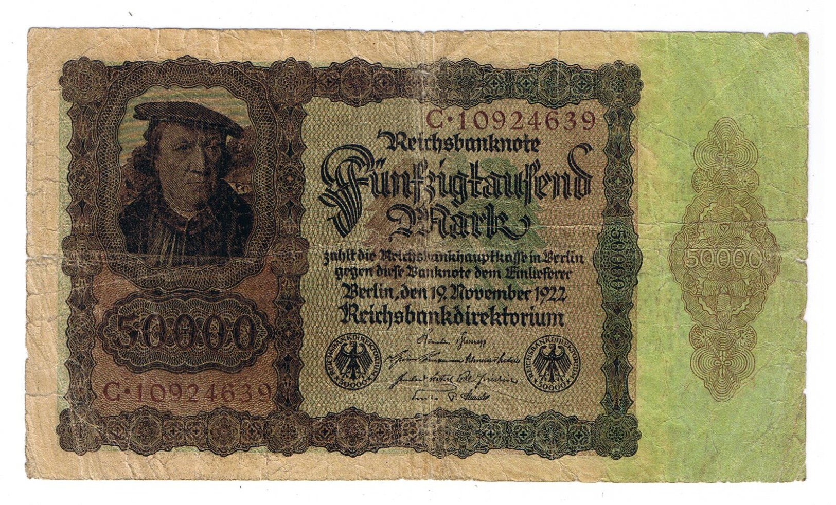 Billet Allemand  1922  De   50000   Marks - Other & Unclassified