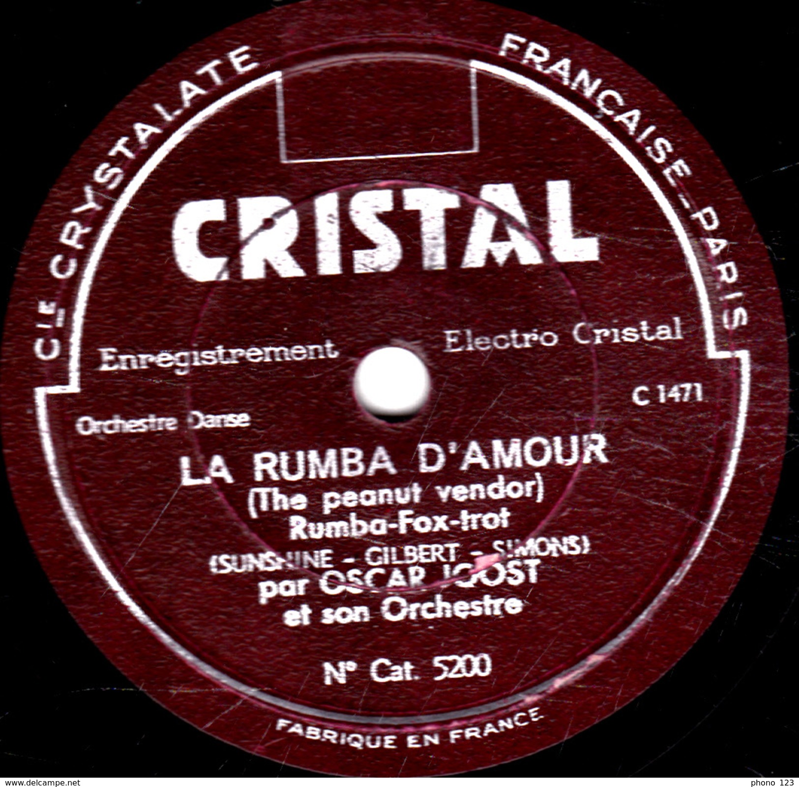 78 T - 25 Cm.- état B - OSCAR JOOST Et So Orchestre - LA RUMBA D'AMOUR - FIESTA - 78 T - Disques Pour Gramophone