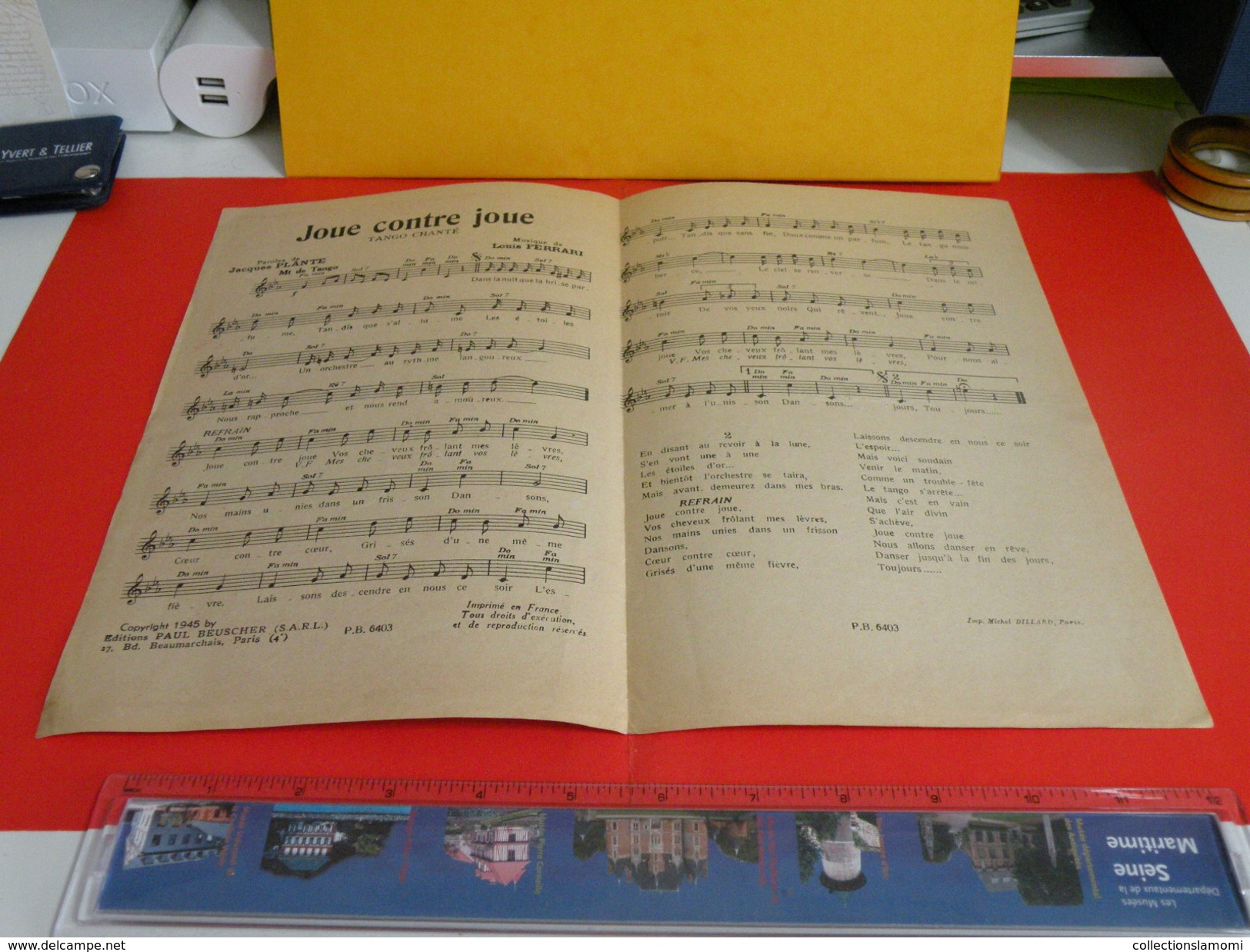 Musique & Partitions > Chansonniers > Joue Contre Joue -Paroles Jacques Plante -Musique Louis Ferrari - Song Books