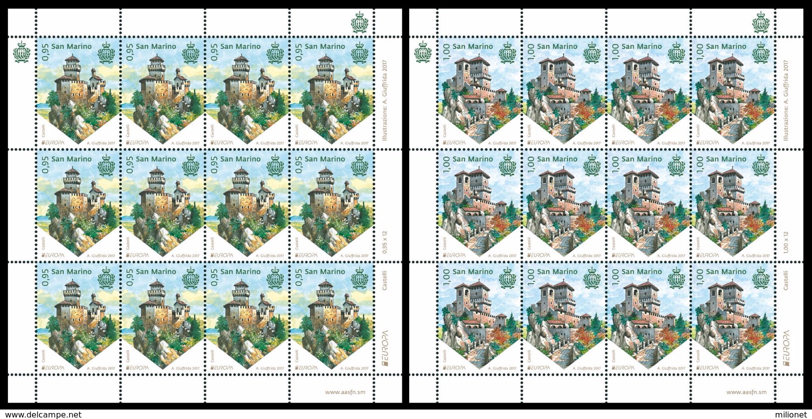 SALE!!! SAN MARINO 2017 EUROPA CEPT CASTLES 2 Sheetlets Of 12 Stamps MNH ** - 2017
