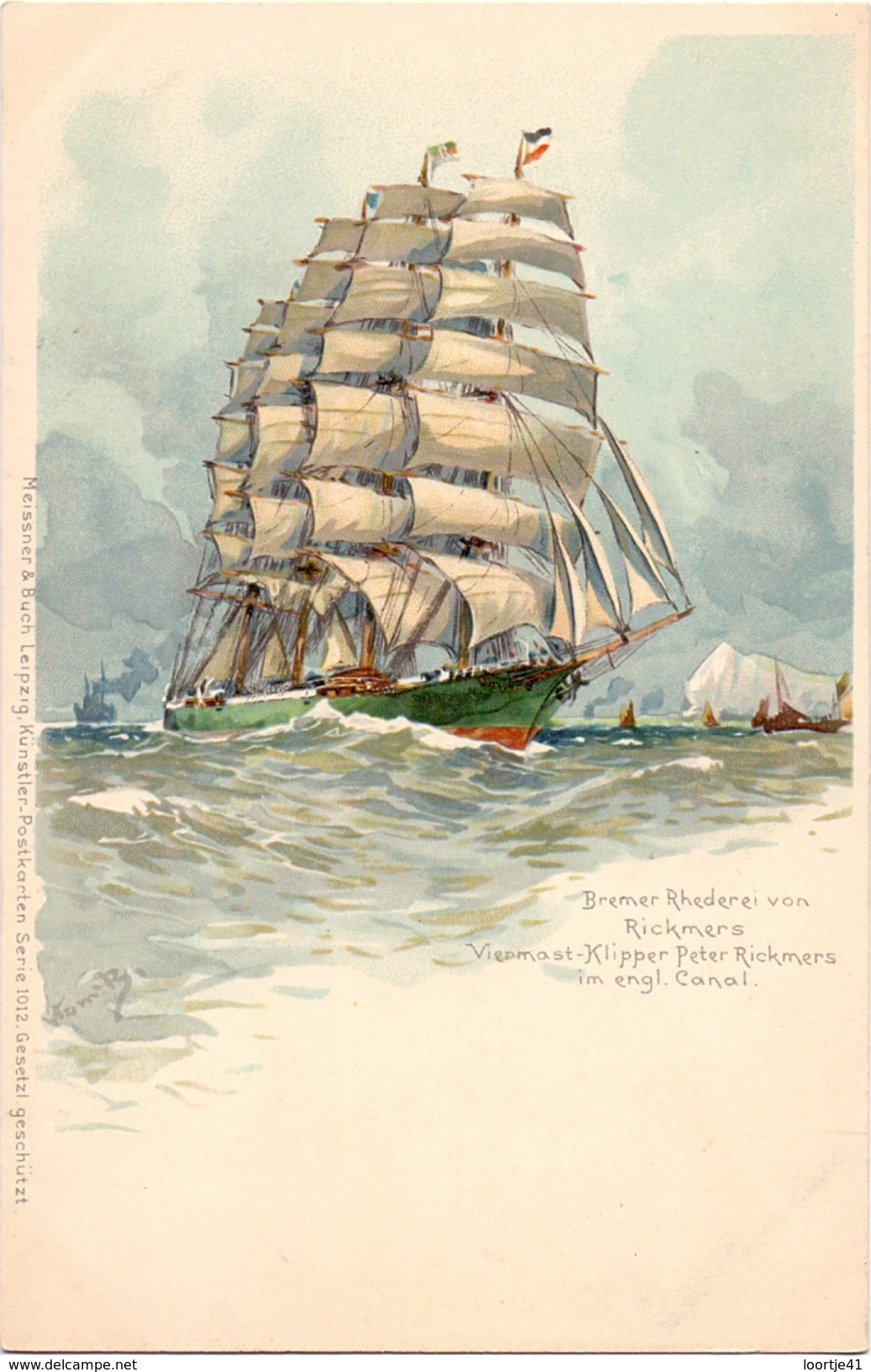 Schip Boot Bateau - Viermast Klipper - Peter Rickmers - Bremer Rhederei  - Druk Meissner & Buch Leipzig - Sailing Vessels