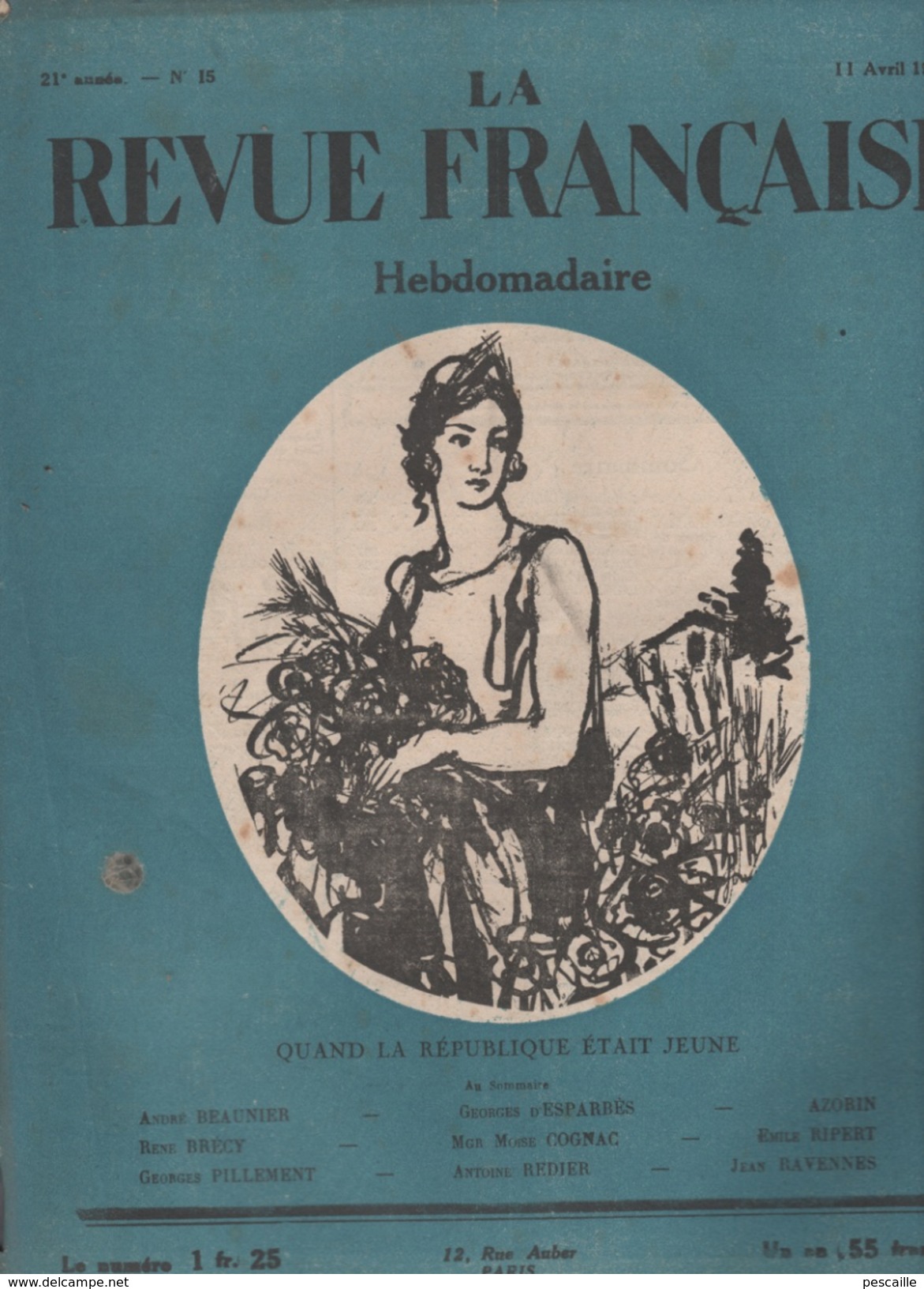 LA REVUE FRANCAISE 11 04 1926  SARAH BERNHARDT - BARBEY D'AUREVILLY - AZORIN - INSECTES BIJOUX - ANATOLE LE BRAZ - RUGBY - Autres & Non Classés