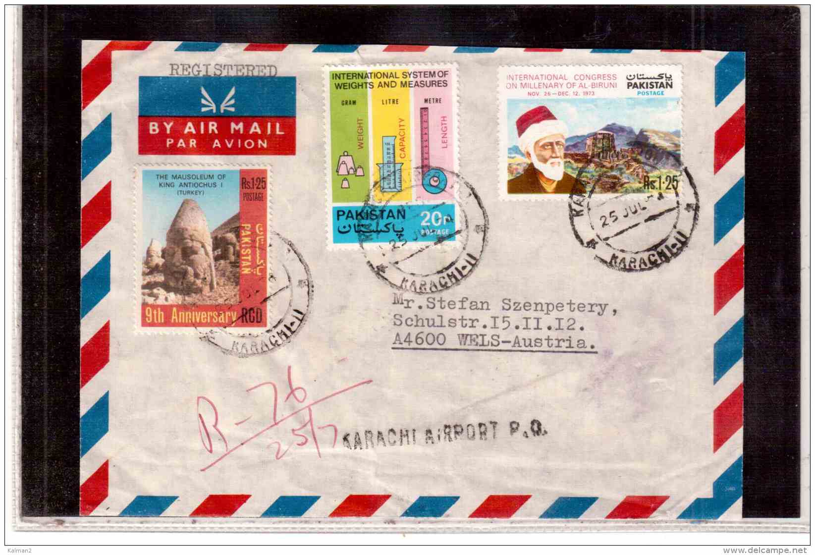 TEM9416   -  PAKISTAN   /    REGISTERED AIR MAIL COVER TO  WELS (AUSTRIA) - Pakistan