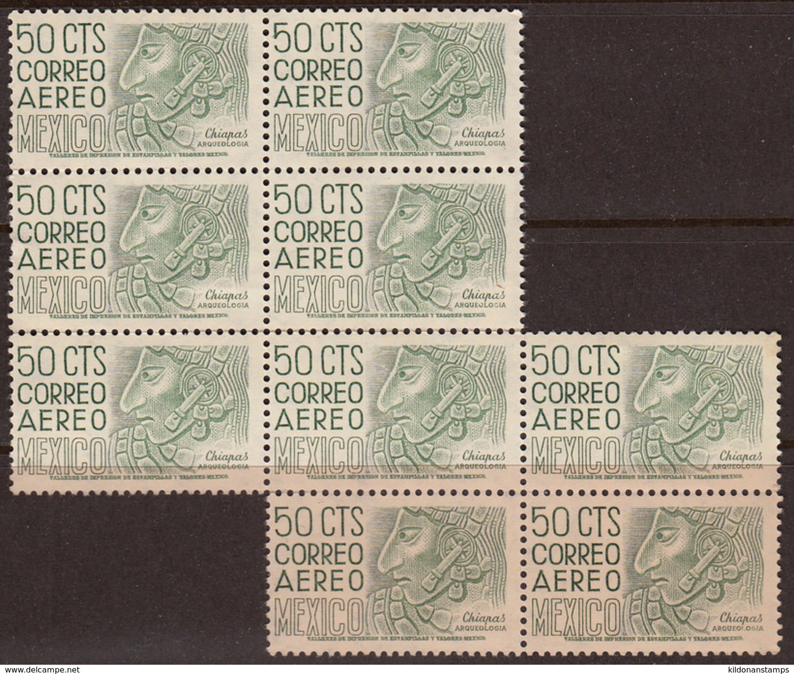 Mexico 1950 Air Mail, Mint No Hinge, Blocks, Perf 11.5x11, Sc# C193, Yt 174 - Mexico