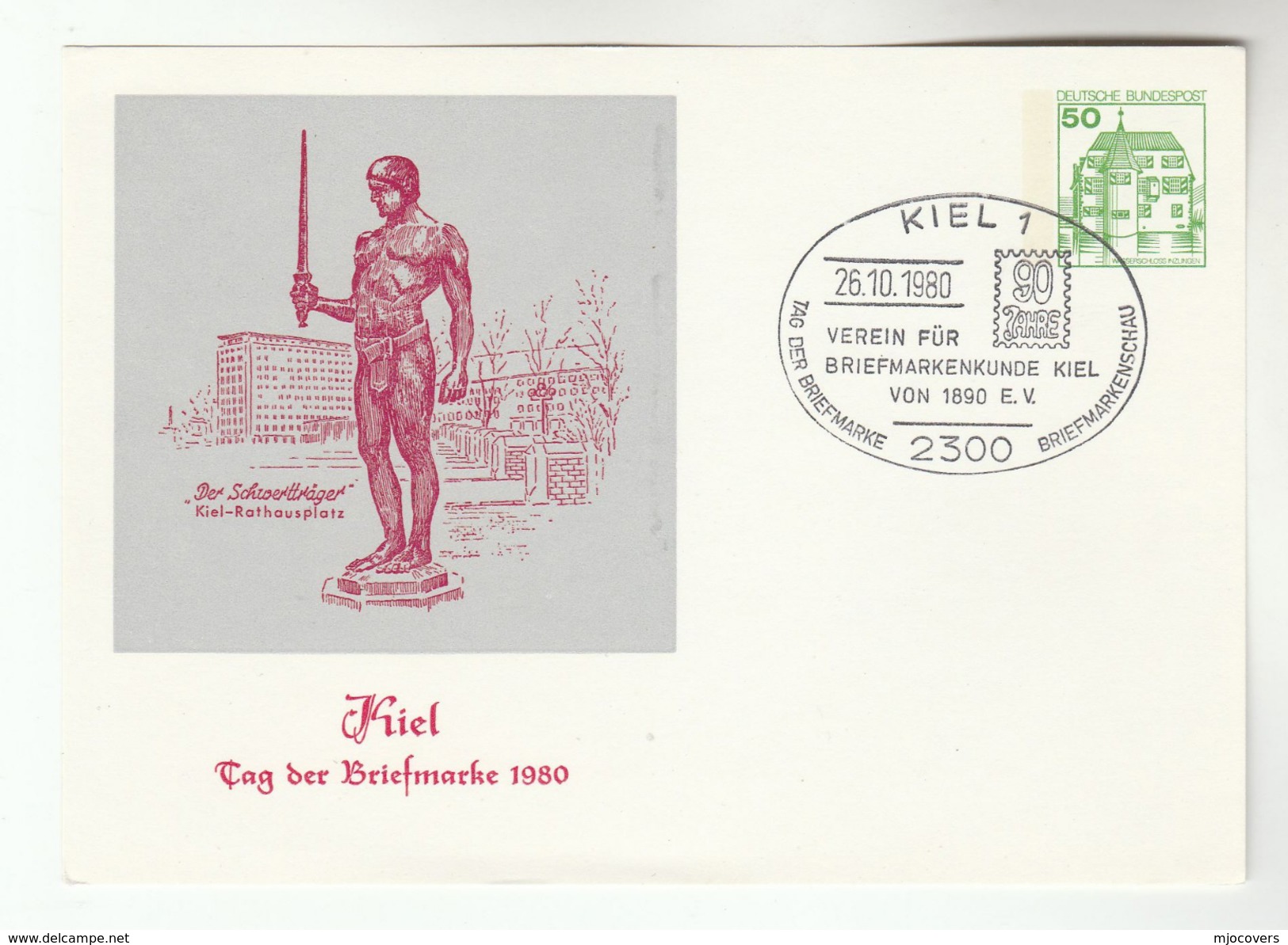 1980 Germany STAMPS SHOW  EVENT Illus POSTAL STATIONERY CARD Kiel DER SCHWERTTRAGER STATUE Cover Philately Stamps - Philatelic Exhibitions