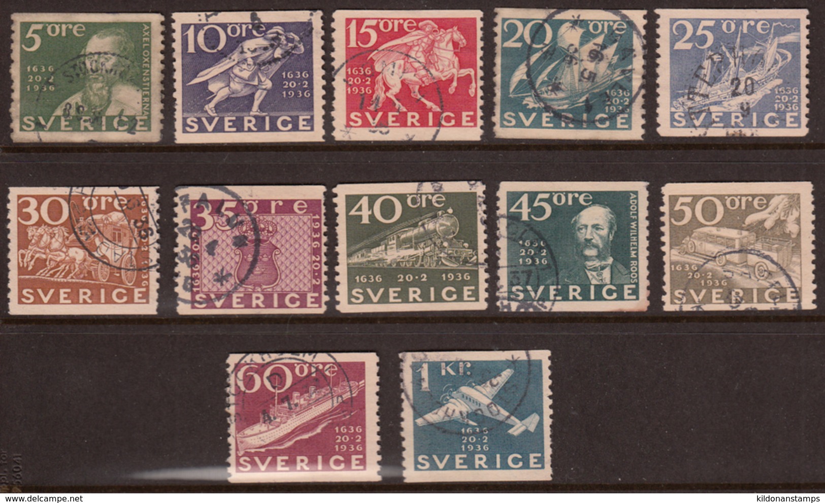 Sweden 1936 Full Set, Cancelled, Sc# 251-262, Mi 227-238A, Yt 235-246 - Used Stamps