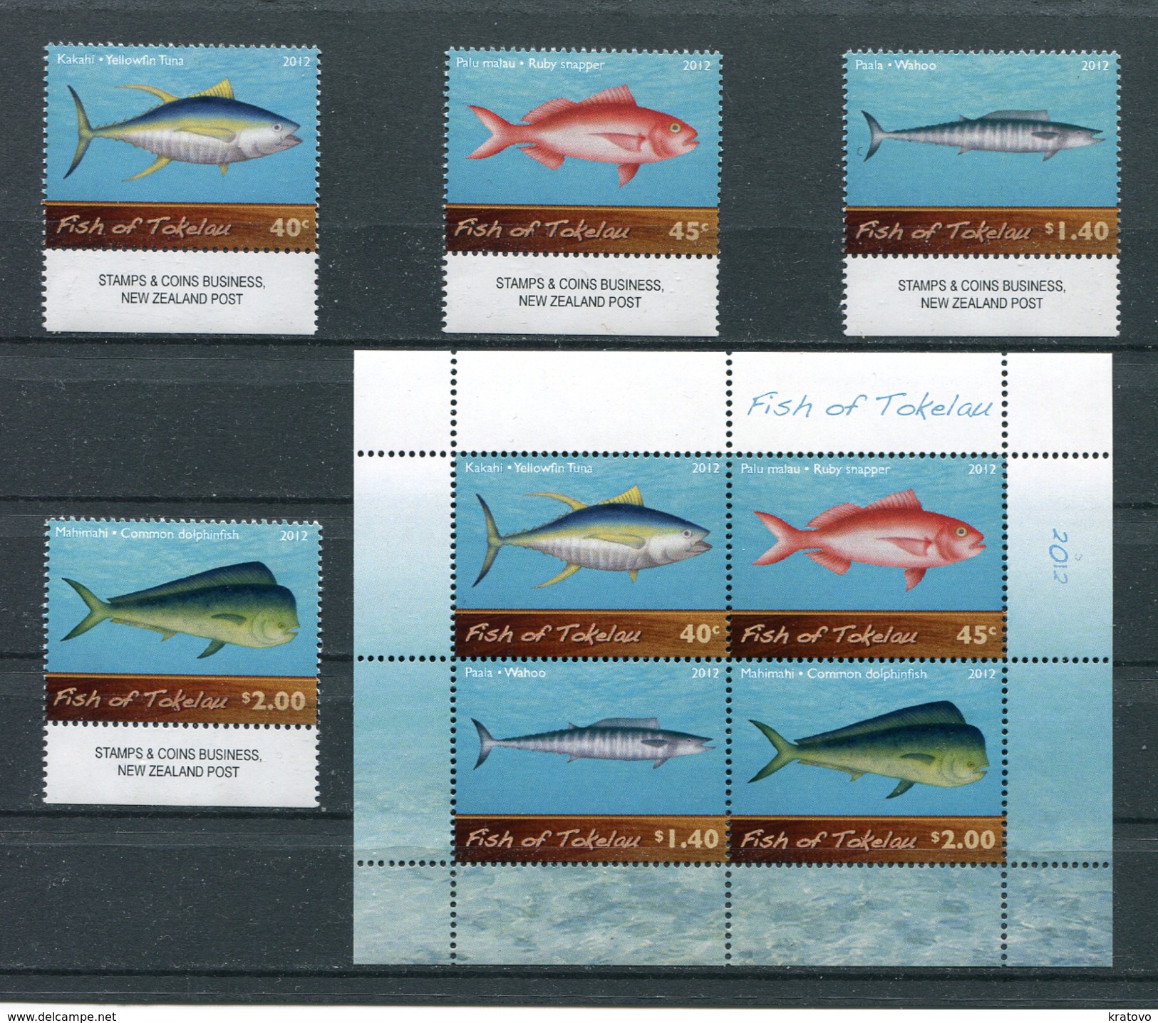 TOKELAU NEW ZEALAND 2012 FISH OF TOKELAU MINIATURE SHEET + SET OF STAMPS MNH - Tokelau