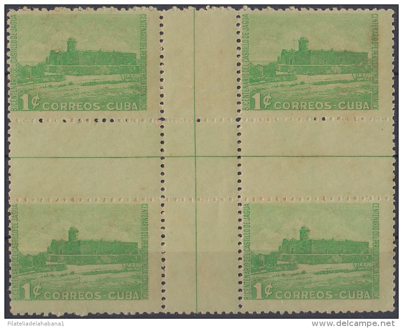 1949-176 CUBA REPUBLICA 1949 Ed.420 CASTILLO DE JAGUA CIENFUEGOS. CENTER OF SHEET CENTRO DE HOJA ORIGINAL GUM LIGERAS MA - Nuovi