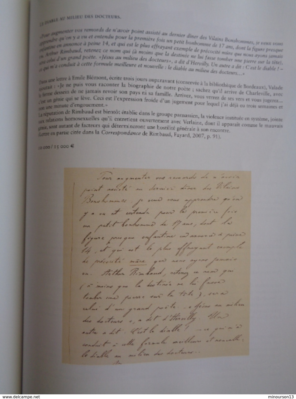 2010 - RIMBAUD, VERLAINE, MALLARME & LEURS AMIS ( LIVRES, MANUSCRITS & DOCUMENTS PRECIEUX..... ) - Autres & Non Classés