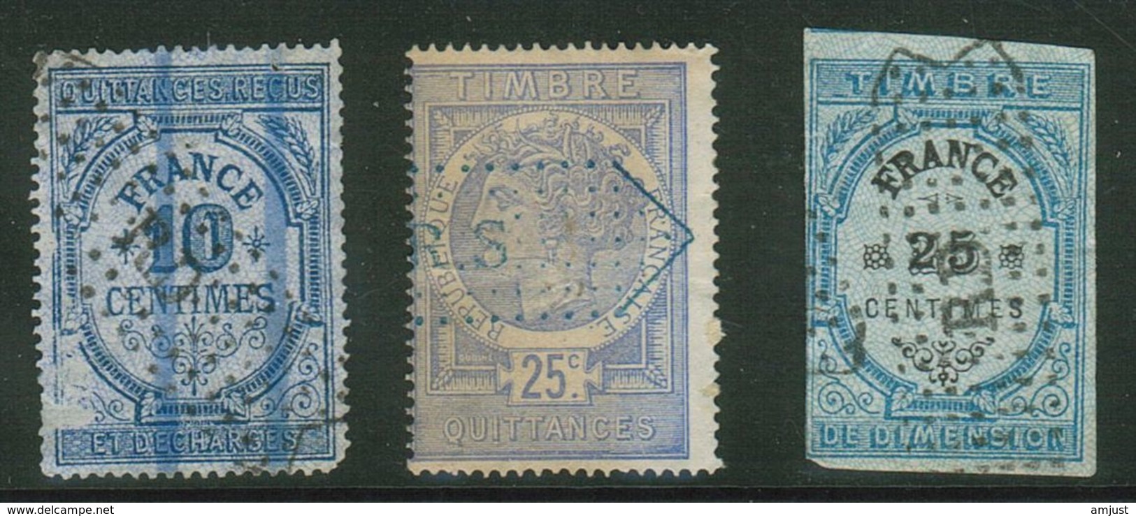 France //  Timbre Fiscaux 10c, 25c, 25c - Other & Unclassified