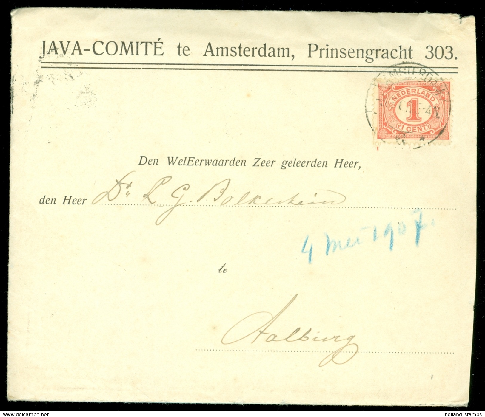 NEDERLANDS * GESCHREVEN BRIEF * Uit 1907 Gelopen Van JAVA COMITE AMSTERDAM Naar Stempel: WIJK EN AALBURG  (10.618t) - Brieven En Documenten