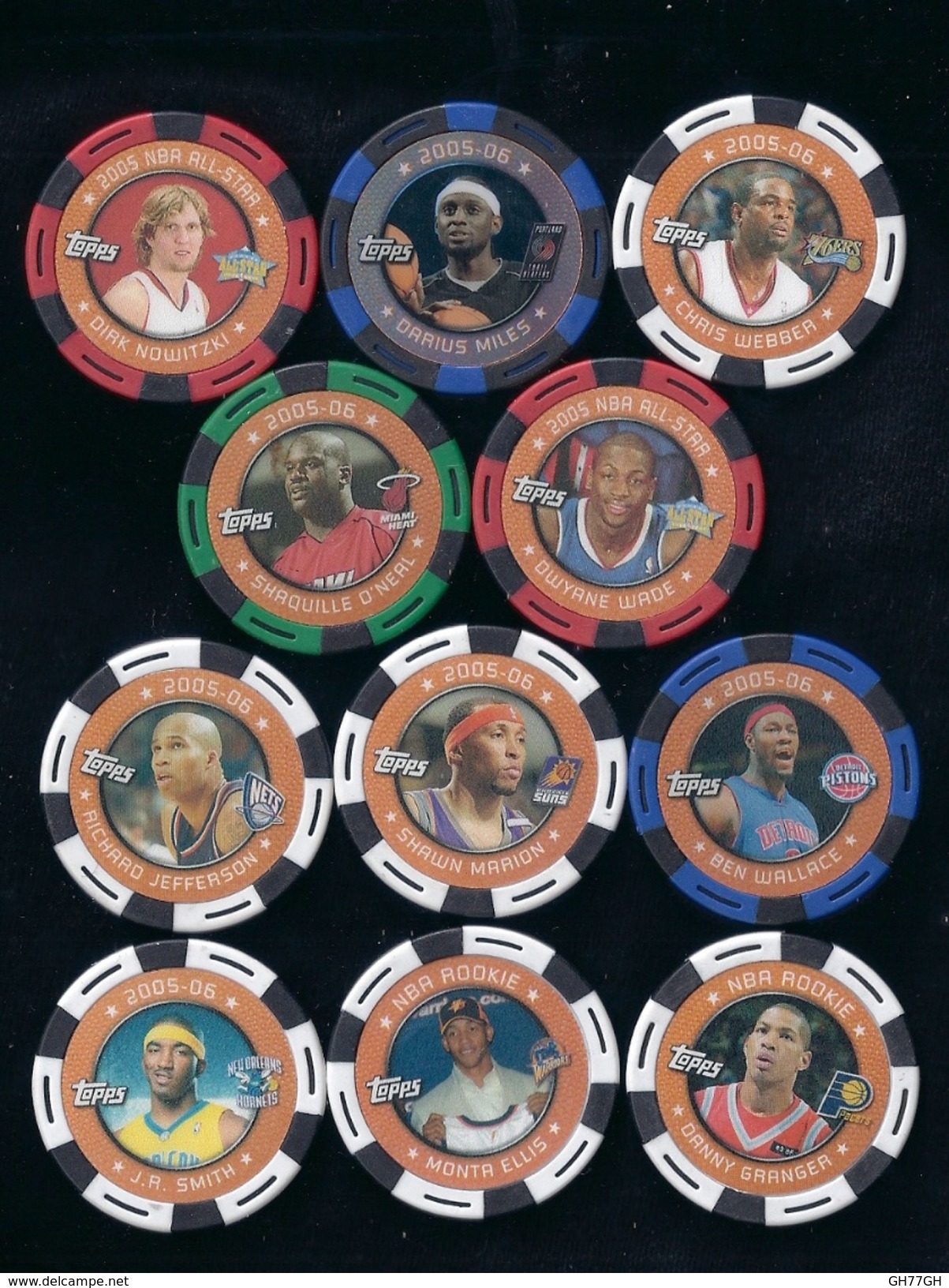 11 TOPPS 2005-2006 NBA COLLECTOR POKER CHIPS -shawn Marion-shaquille O'neal-monta Ellis-danny Granger-J.R.smith... - Other & Unclassified