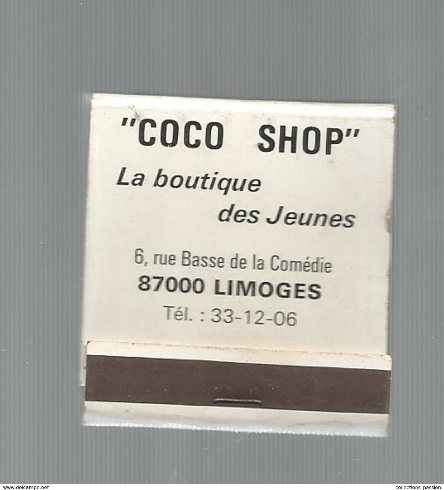 G-I-E , Tabac , Boites , Pochette D'ALLUMETTES , 2 Scans ,  Publicité, COCO SHOP ,la Boutique Des Jeunes , 87 , LIMOGES - Matchboxes