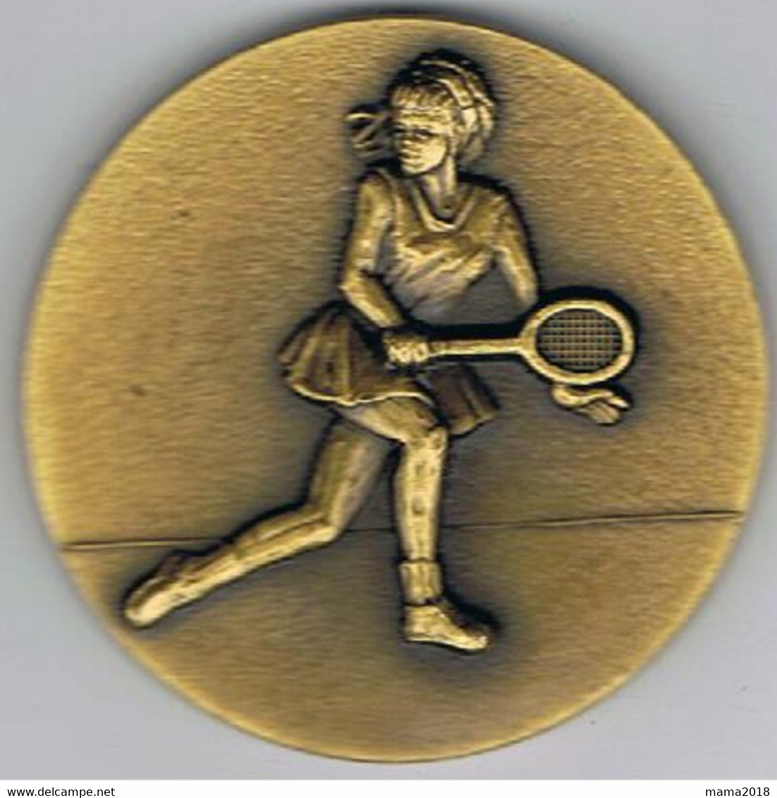 Grosse Médaille  Tennis Femme  Vétéran Orange  1986   50 Mm  X 4 M - Autres & Non Classés