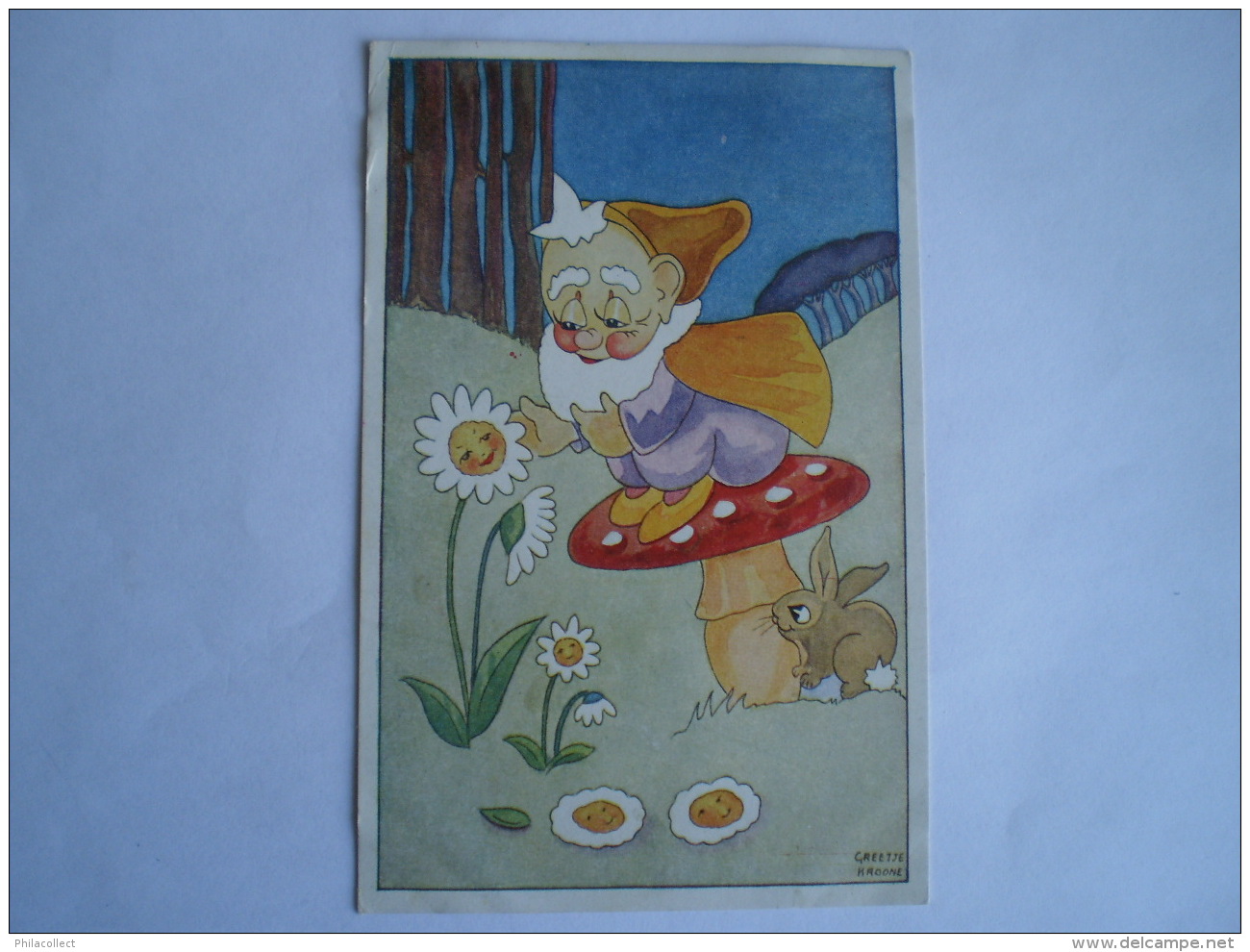 Illustrator Greetje Kroone  (NL) Kinderkaart - Kabouter - Gnome  // Used In NL 194? - Autres & Non Classés