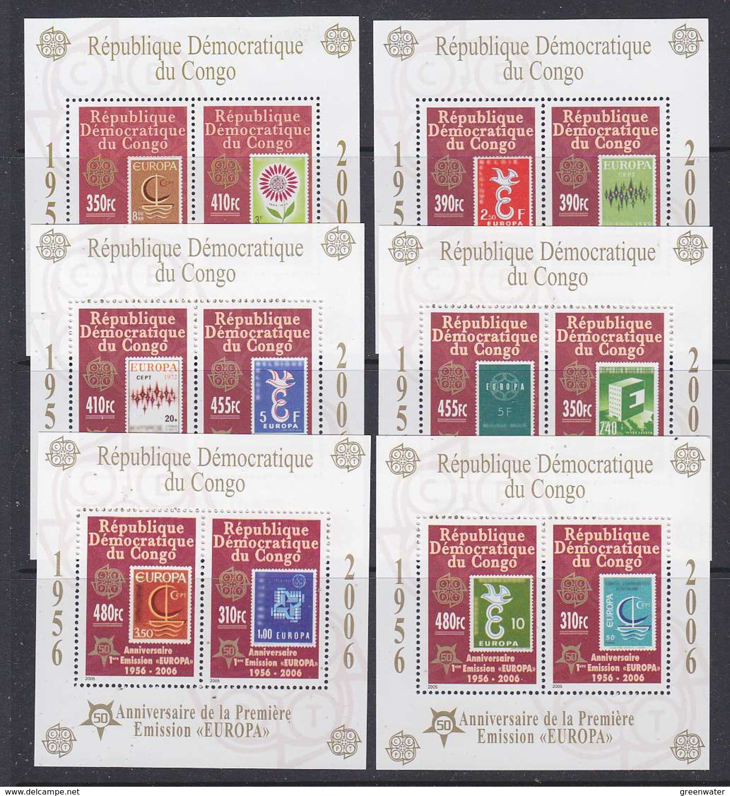 Congo Kinshasa 2005 50Y Europa 12v + 6 M/s + Shtlt Perforated + Imperforated Complete Set ** Mnh (ML167) - Europese Gedachte