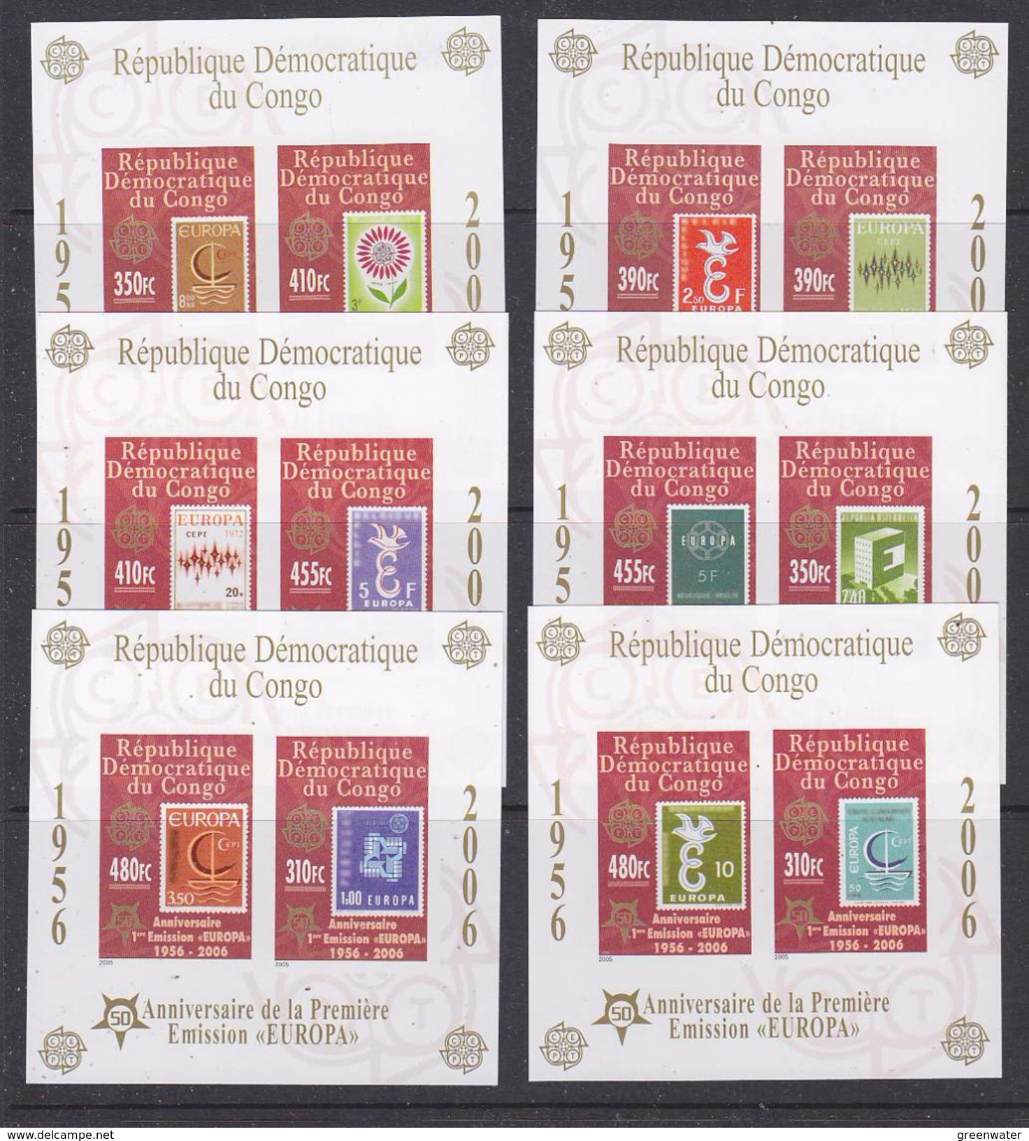 Congo Kinshasa 2005 50Y Europa 12v + 6 M/s + Shtlt Perforated + Imperforated Complete Set ** Mnh (ML167) - Europese Gedachte