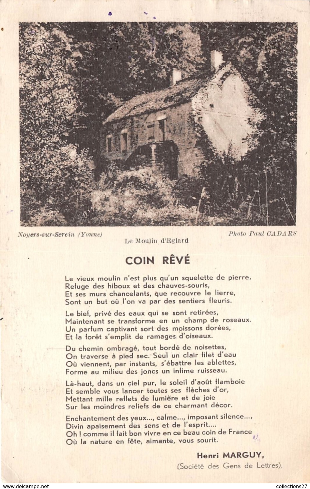 89-NOYERS- SUR-SEREIN- LE MOULIN D'EGLARD, COIN ¨RÊVE - Noyers Sur Serein