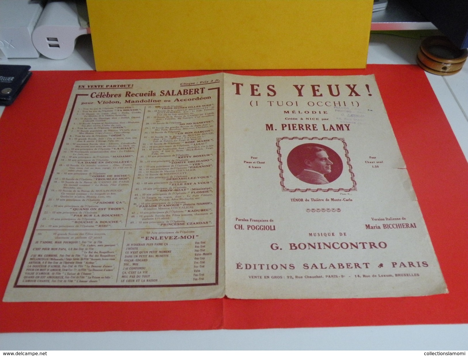 Musique & Partitions > Chansonniers Opéra > Tes Yeux -Paroles Charles Poggioli -Musique G. Bonincontro 1916 - Opera